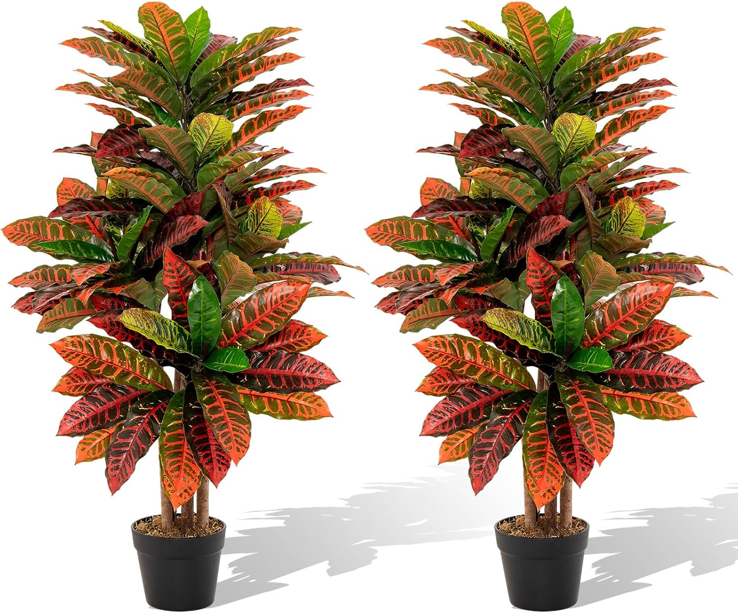 HAPPYGRILL Artificial Croton Plant 40 Tall Faux Tree with Nursery Pot