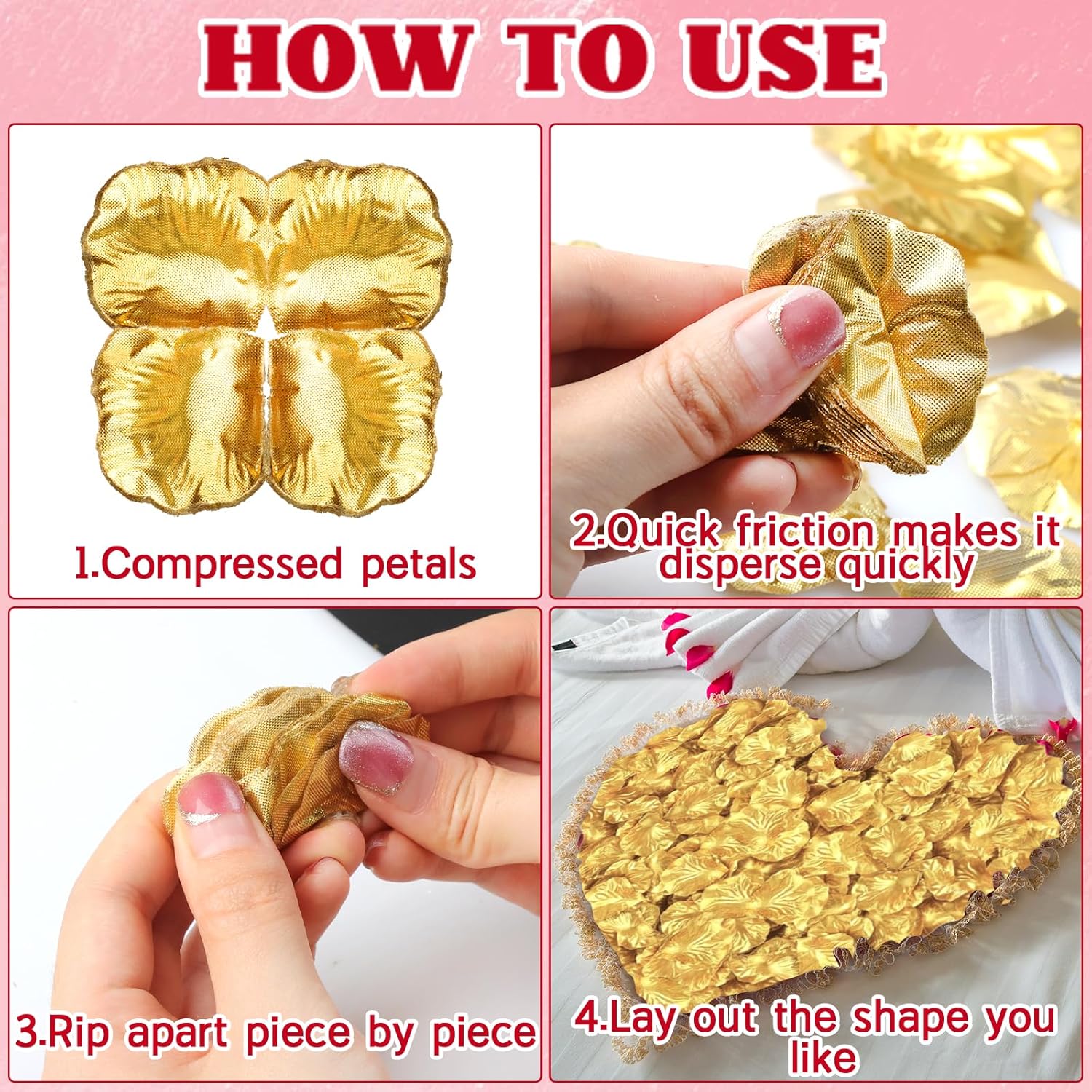 1000PCS Gold Rose Petals Artificial Flower Decorations