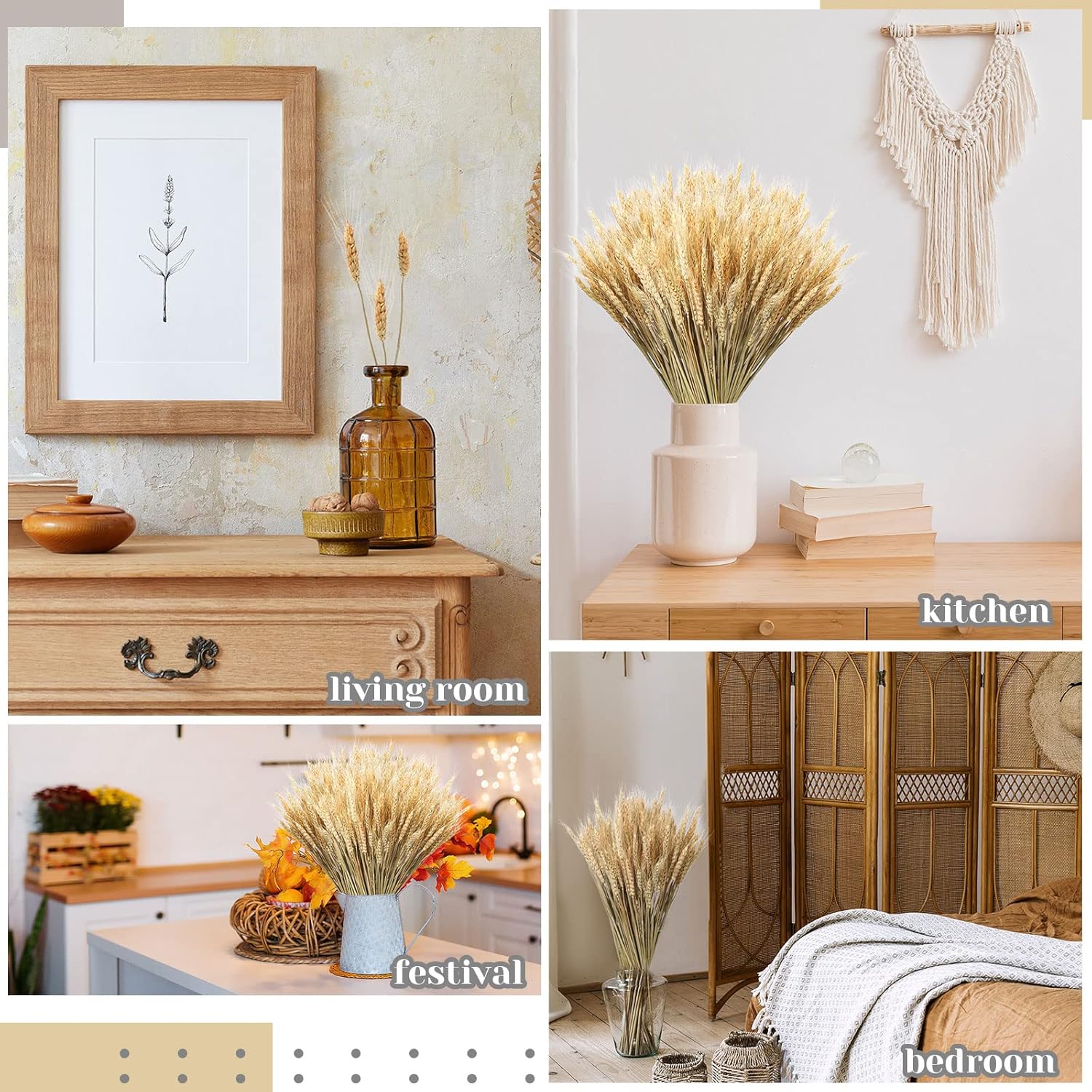 Geosar Dried Wheat Stalks for Decor 16 Inch Bundle