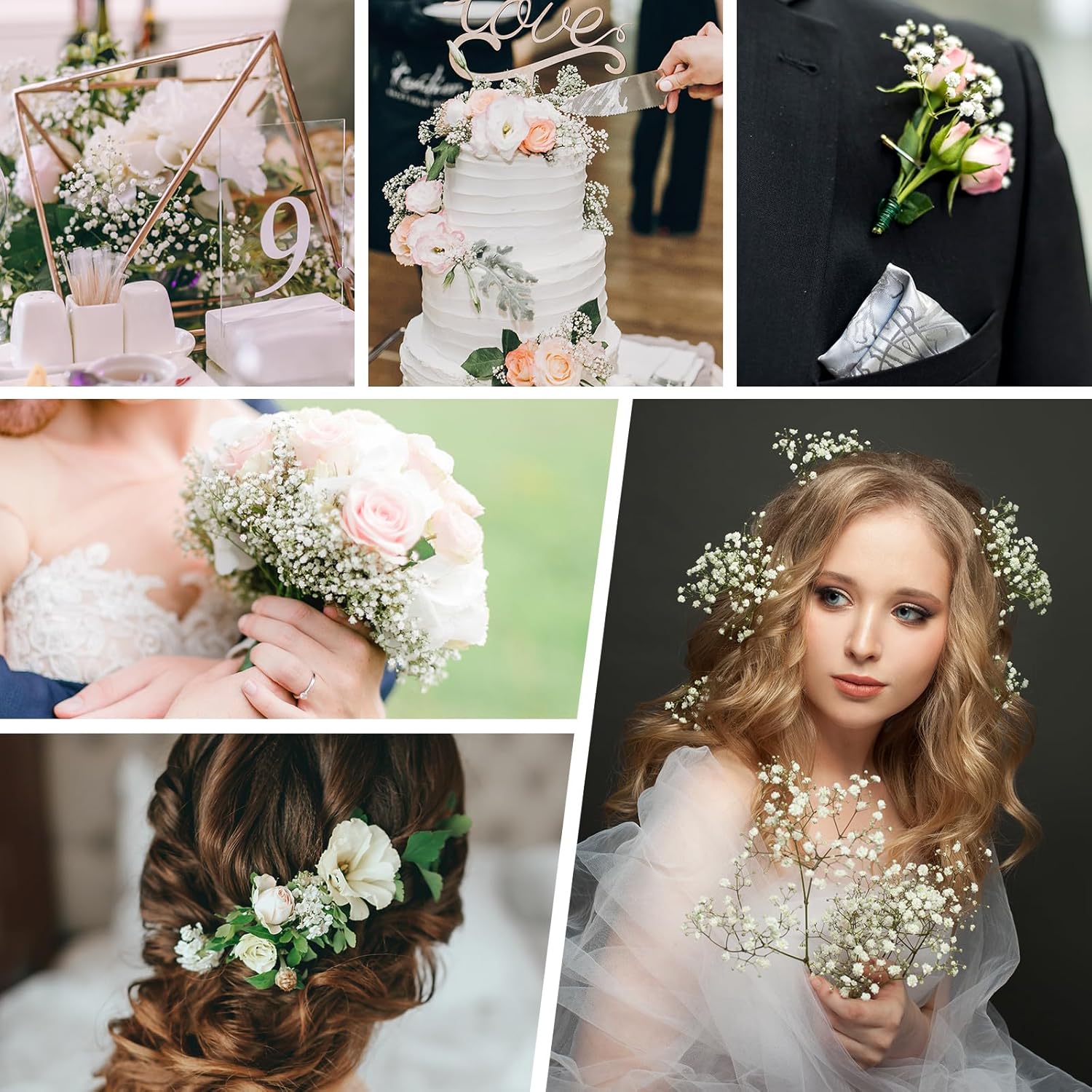Janinka 100 Pcs Artificial Baby Breath Flowers White