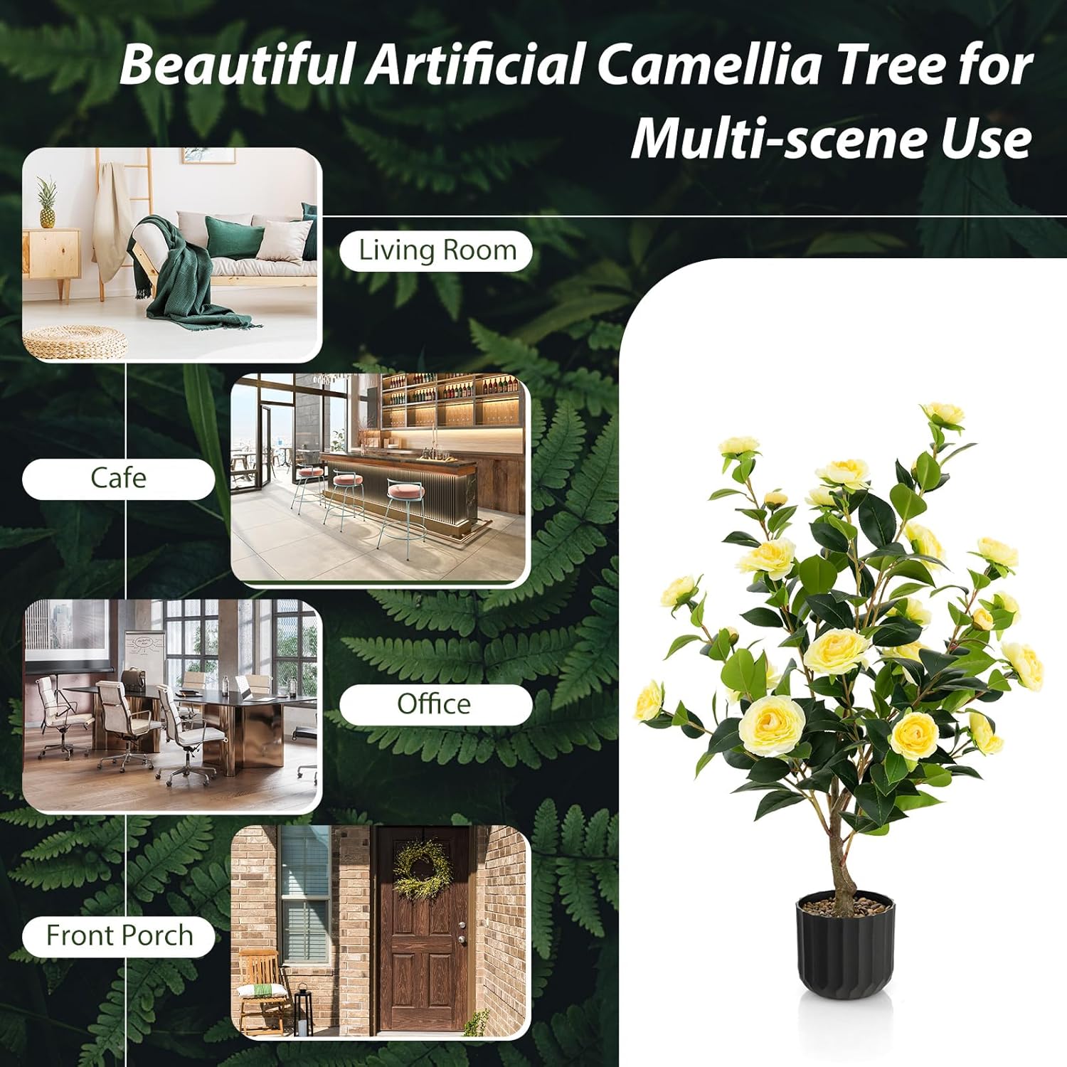Artificial Camellia Tree Set of 2 38 Inch Tall Potted Plants