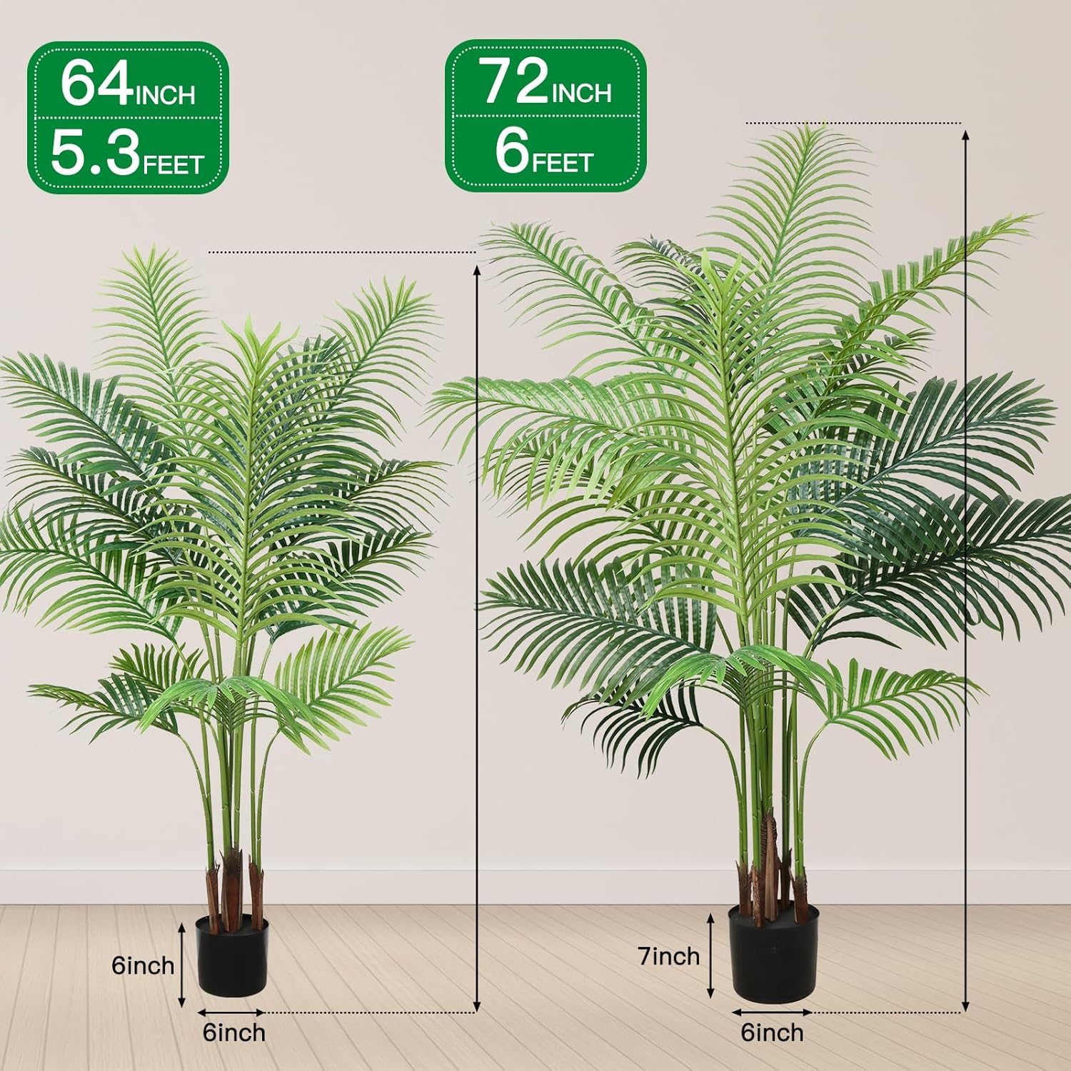 YULISKY 6 FT Artificial Areca Palm Plant with Pot