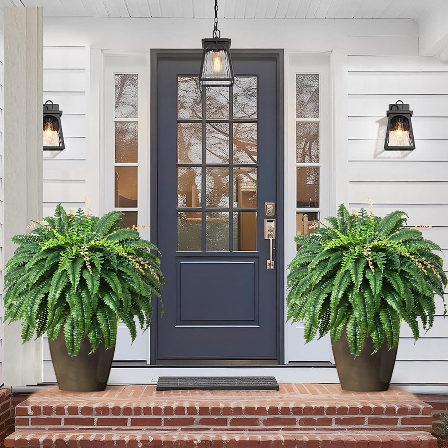 49 Inch Artificial Ferns Set of 2 128 Leaves Each UV Resistant