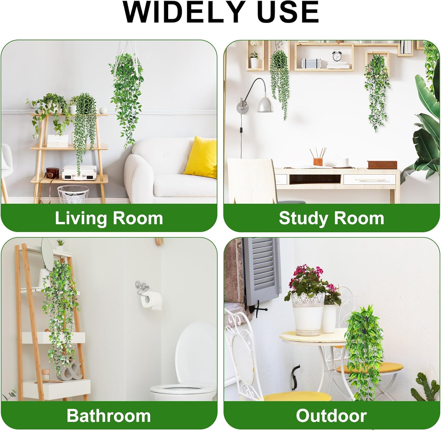 USLAI Artificial Hanging Plants Vine 4 Pack Set
