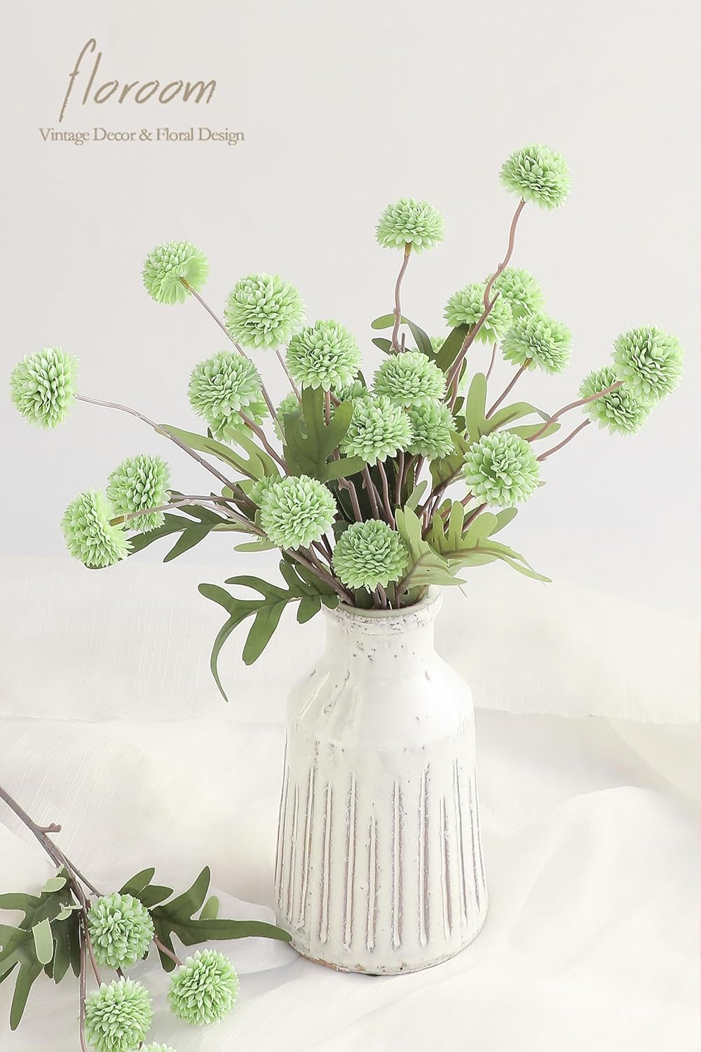 Floroom 5pcs Faux Silk Pompon Mums Artificial Flowers