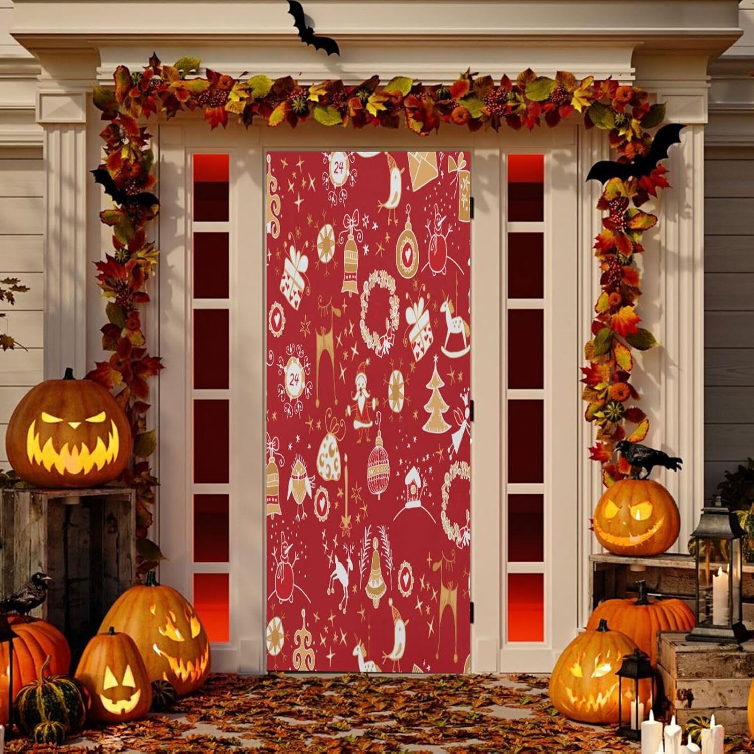 Susiyo Xmas Winter Halloween Door Cover 32x79 in