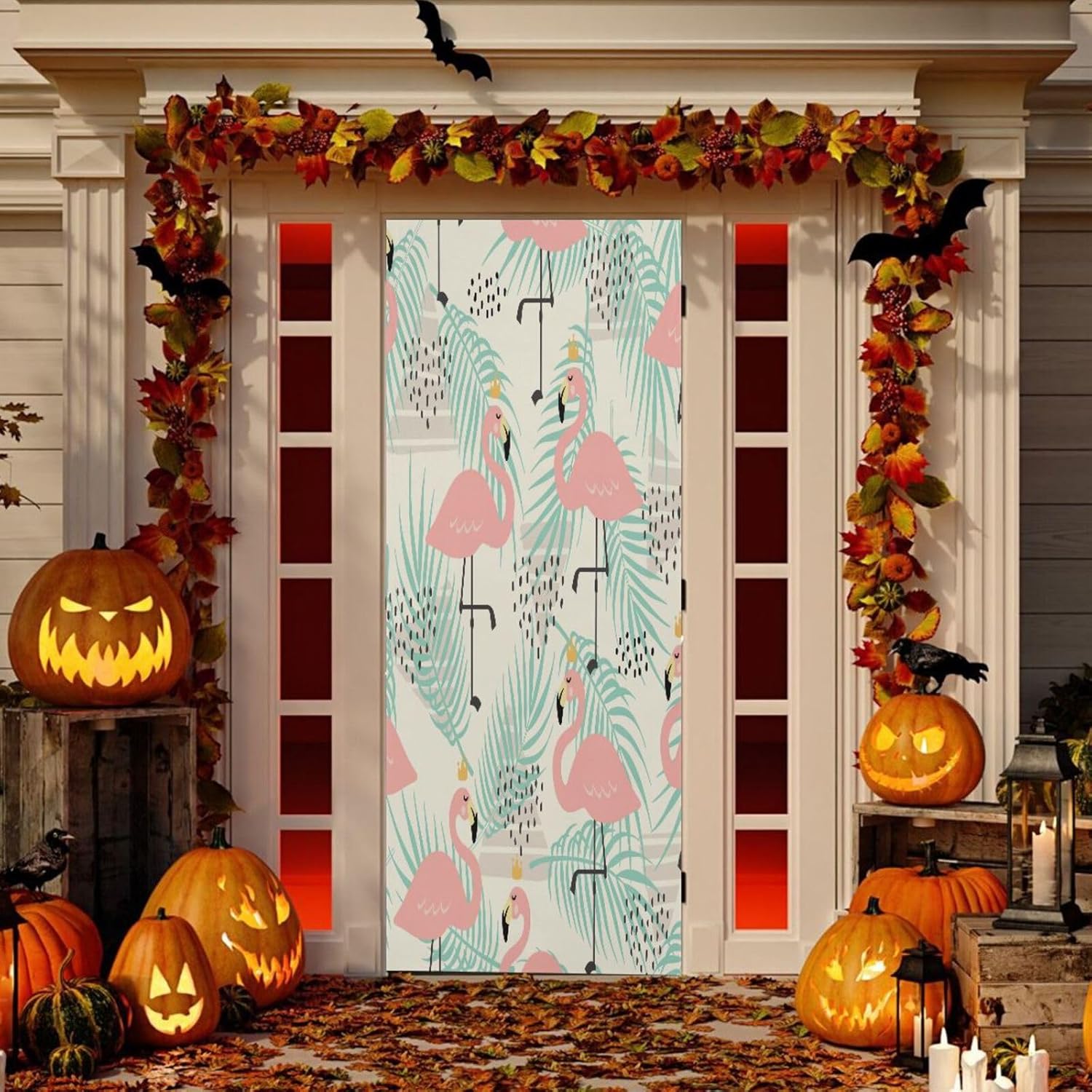 Susiyo Pink Flamingo Halloween Door Cover 32x79in