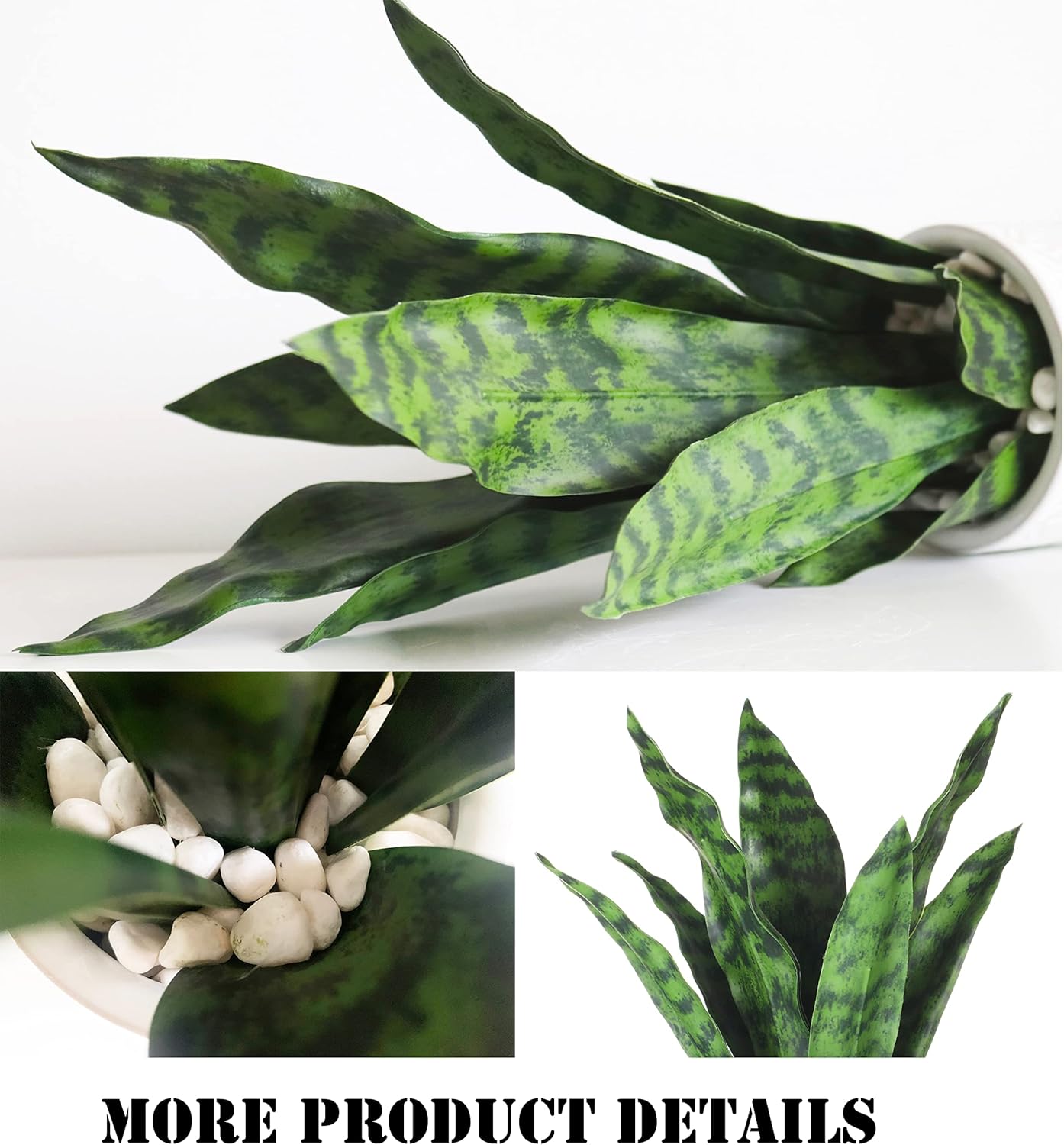 Artificial Snake Plant 16 Inches with White Ceramic Pot Decor