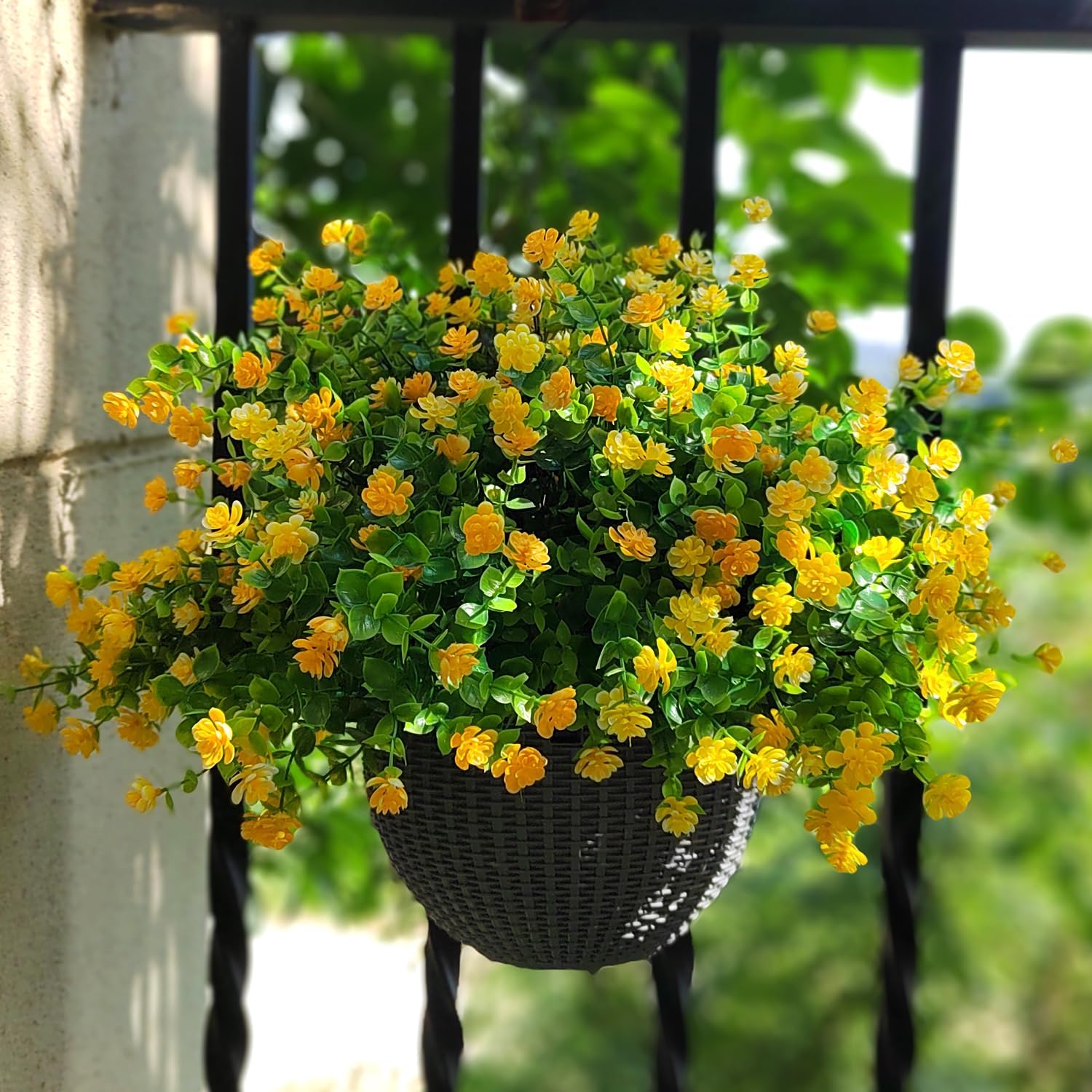 12 Bundles Artificial Flowers for Outdoor Use Yellow