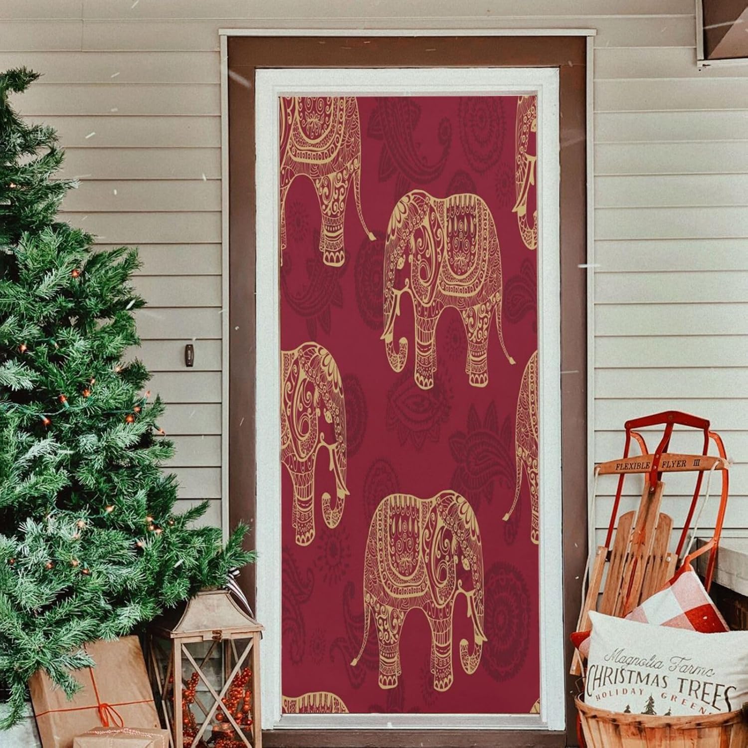 Susiyo Patterned Elephants Halloween Door Cover 32x79 in