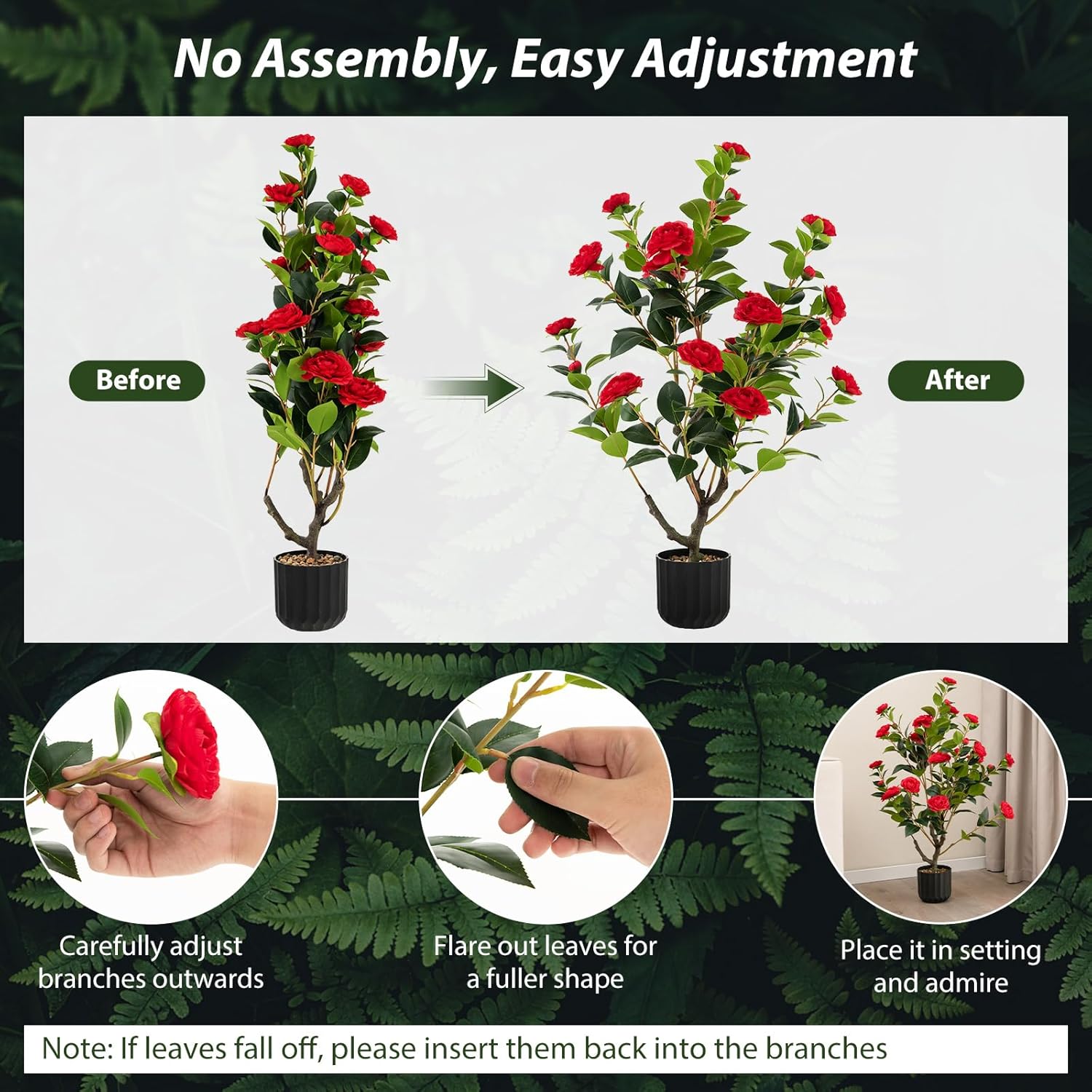 Goplus 38 Inch Artificial Camellia Tree Set of 2