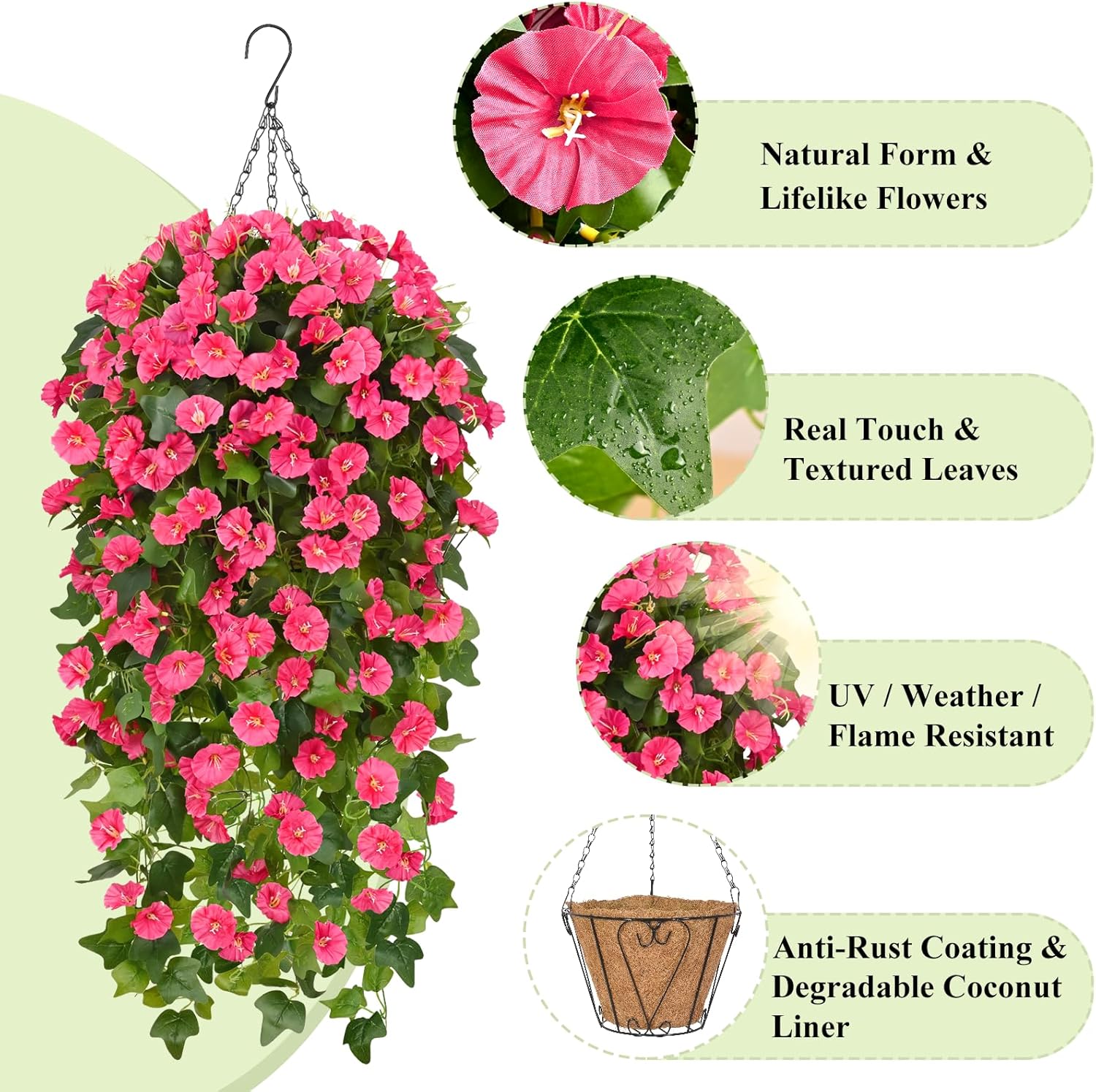 Waipfaru Artificial Hanging Flowers for Outdoor Decor