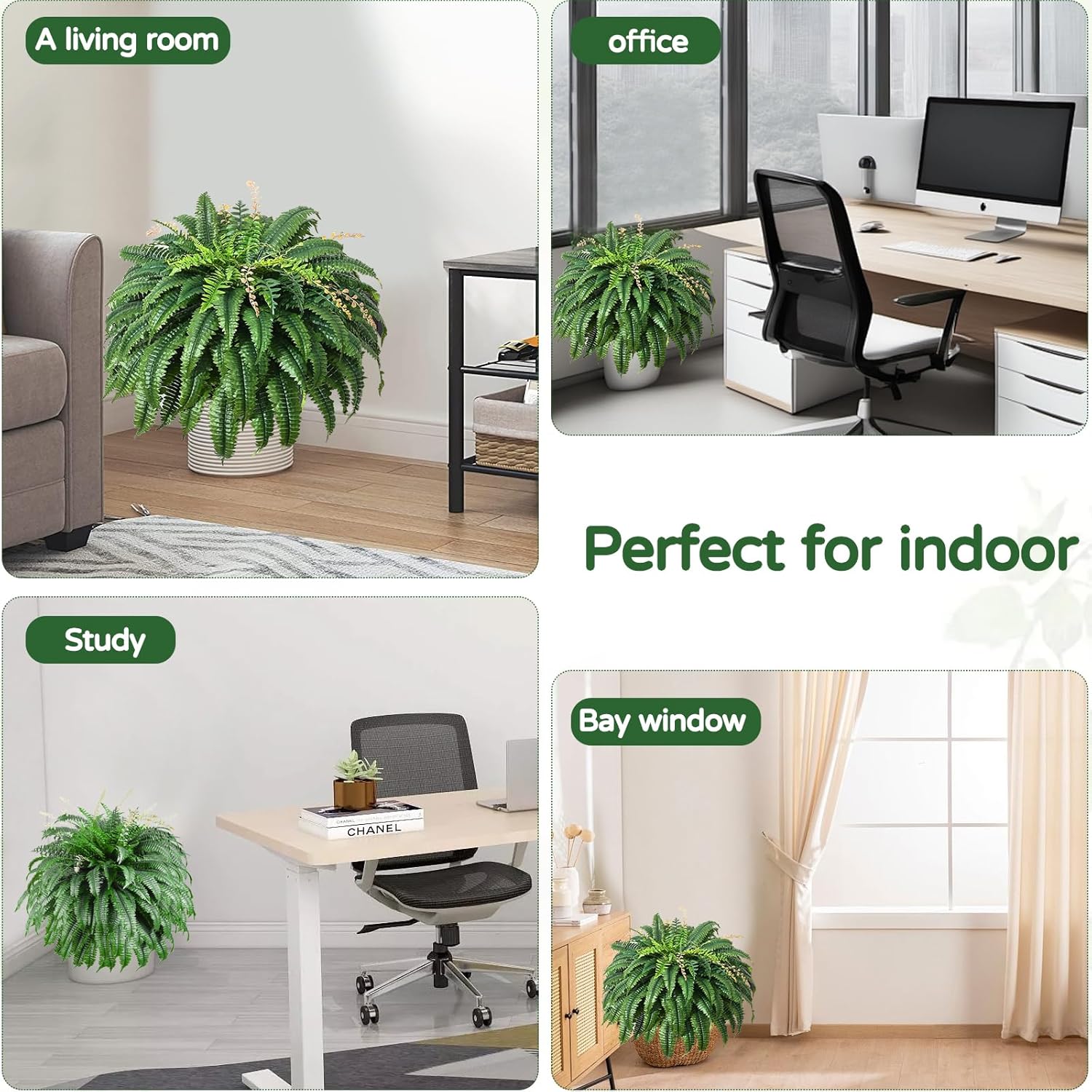 49 Inch Artificial Ferns Set of 2 128 Leaves Each UV Resistant