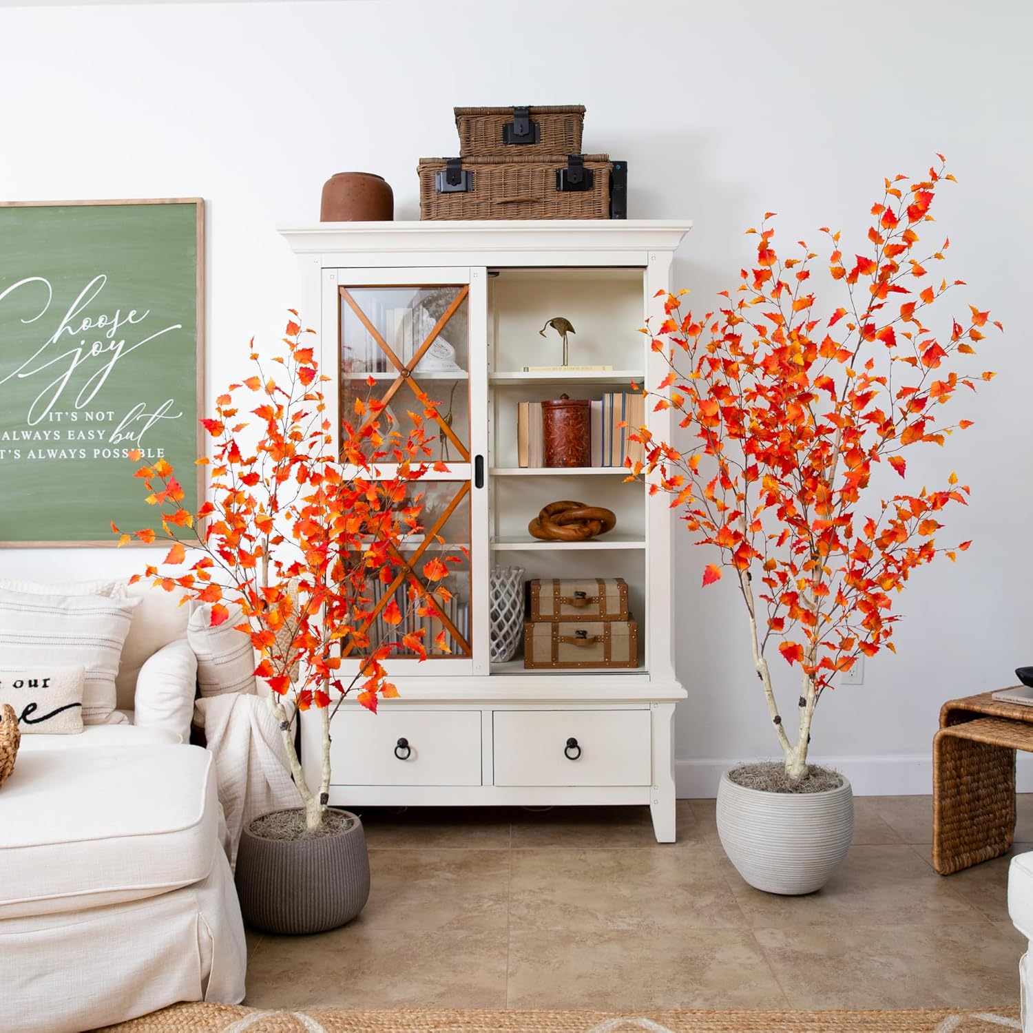 Nearly Natural 6ft Autumn Birch Artificial Fall Tree