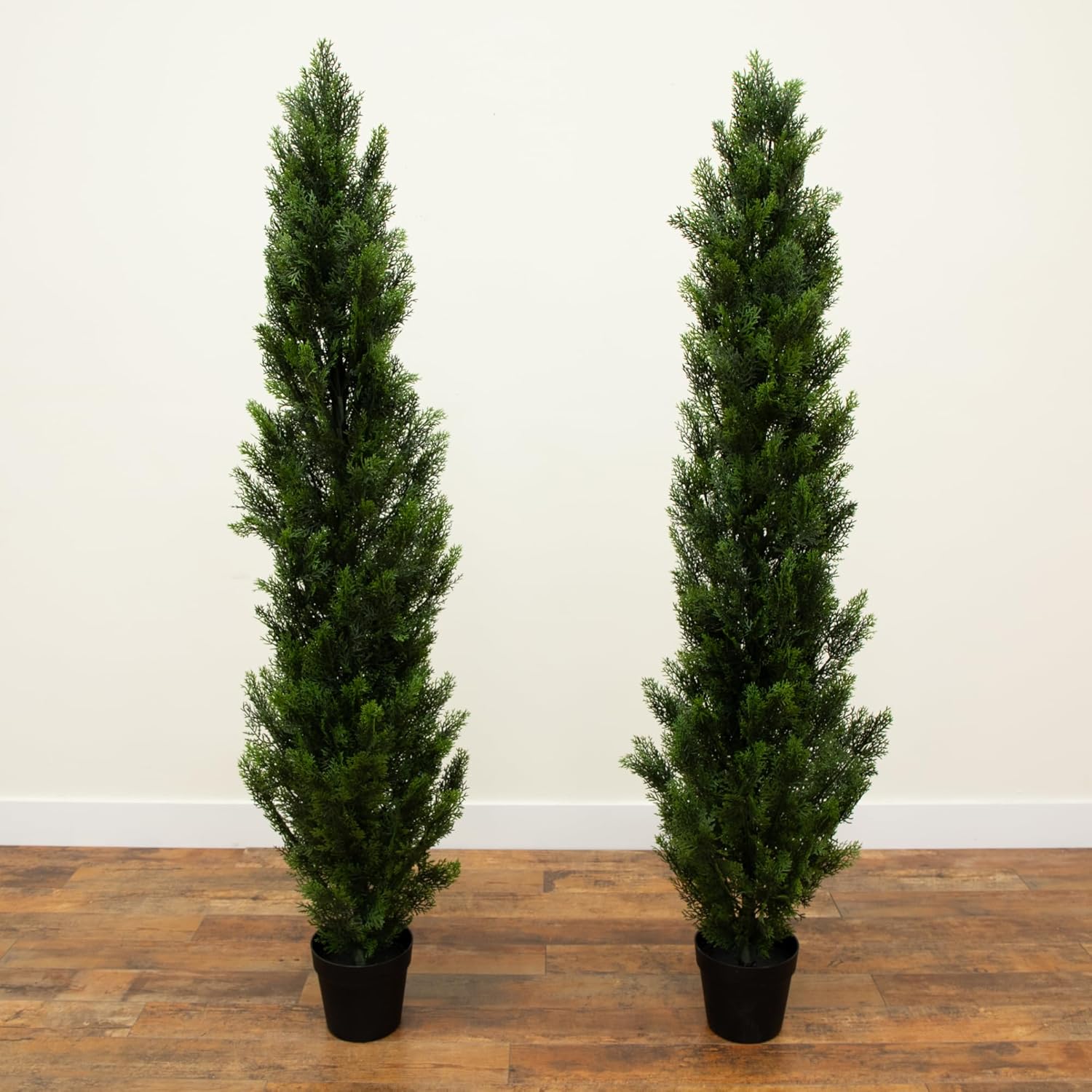 Nearly Natural 6ft Artificial Cedar Topiary Trees Set of 2