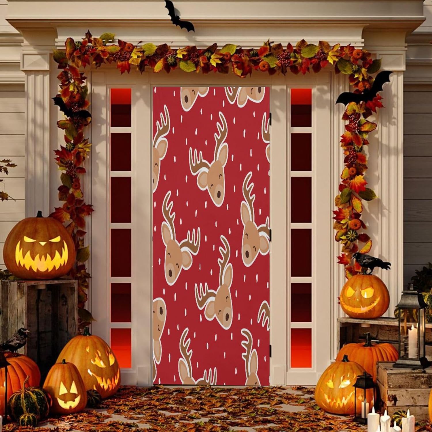 Susiyo Reindeer Door Cover for Halloween Decor