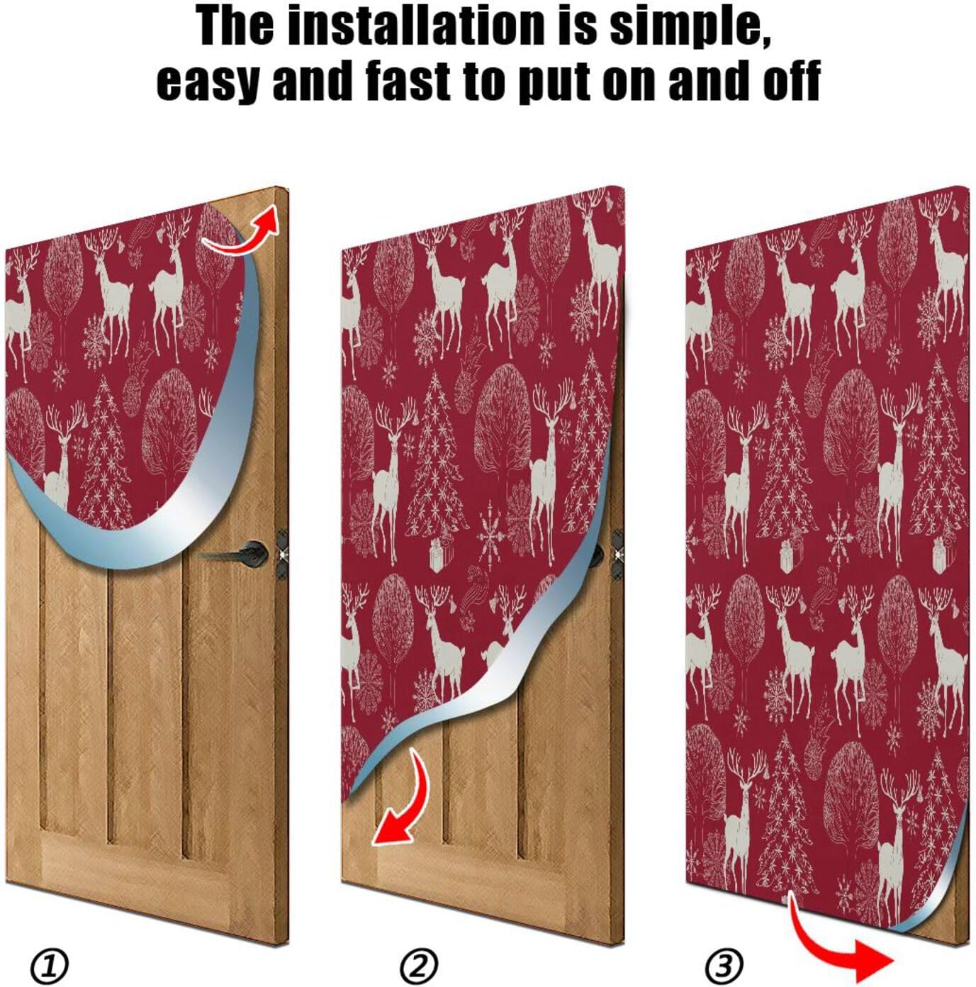Susiyo Christmas Tree Red Deer Door Cover 32x79 in