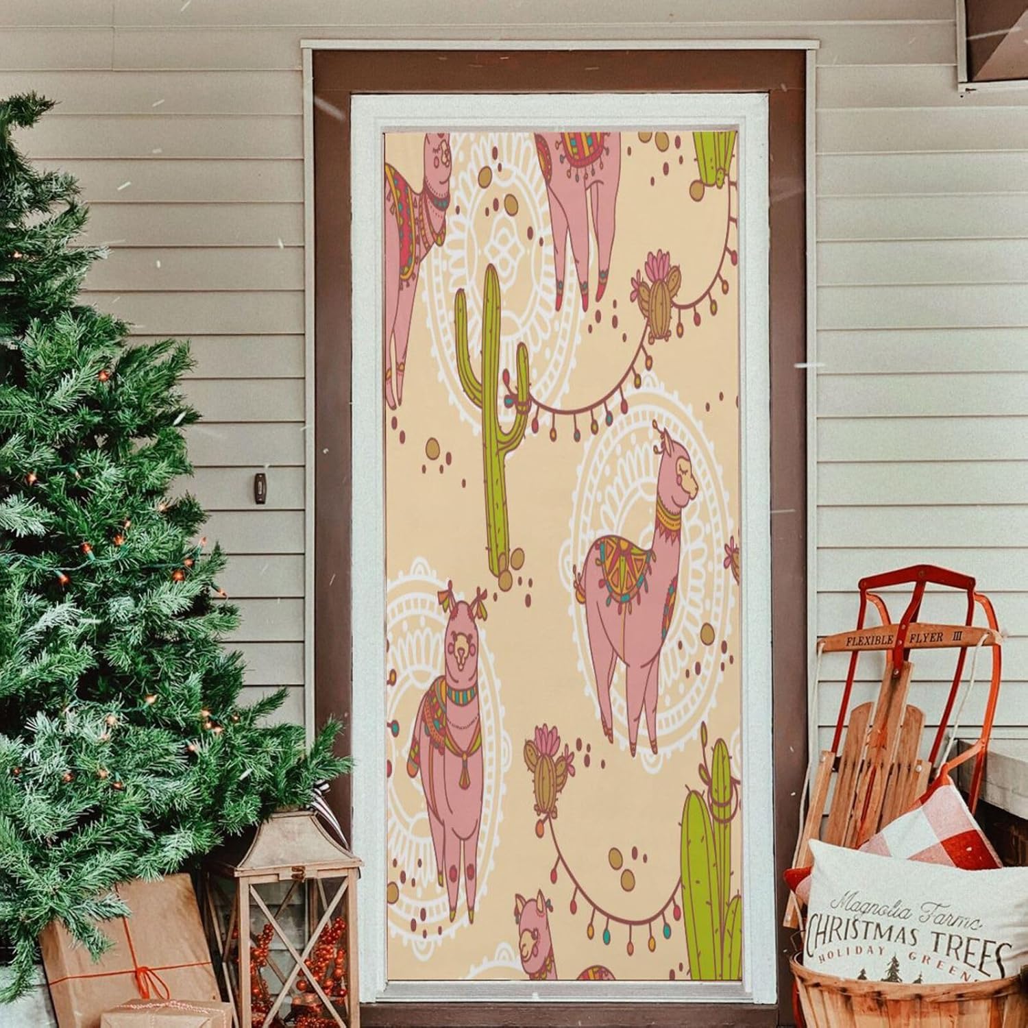 Susiyo Cute Doodle Alpaca Halloween Door Cover