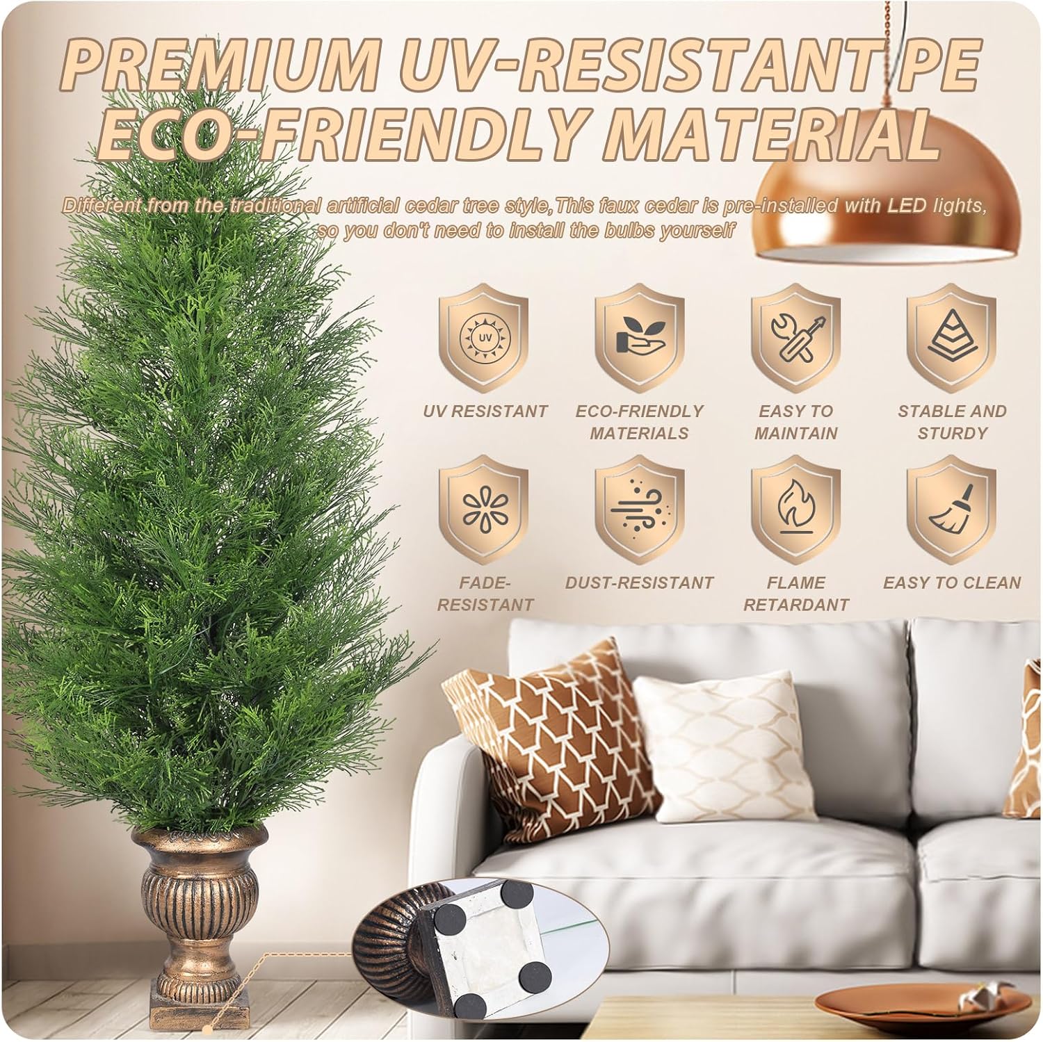 4FT Pre-Lit Artificial Cypress Tree with LED Lights