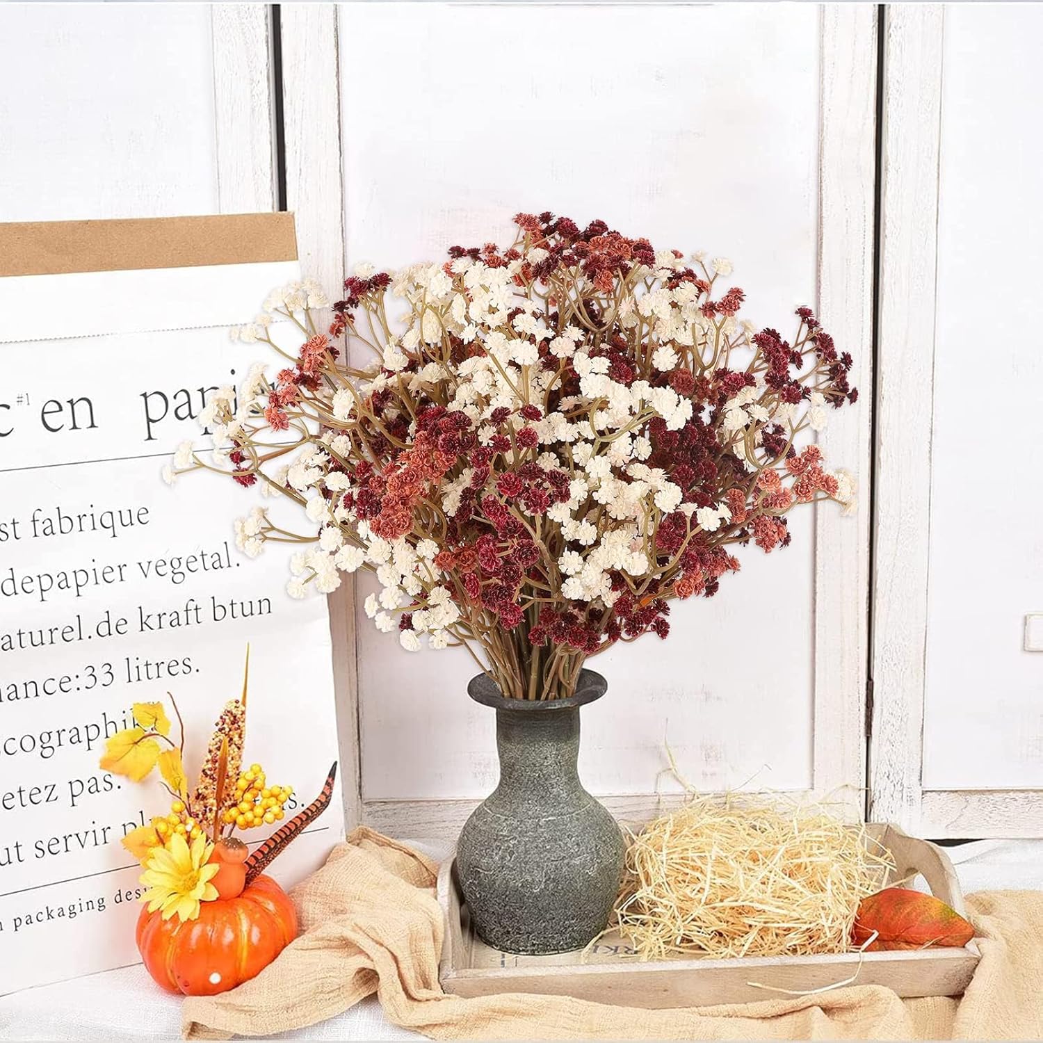 NT NIETING Fall Decor Artificial Baby Breath Flowers Bouquets 10Pcs