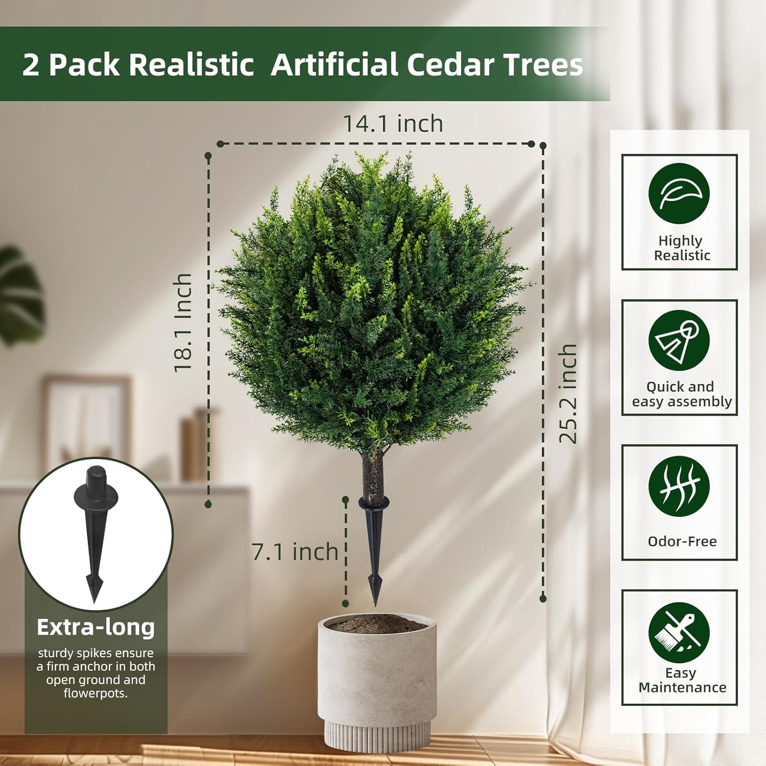 252 Inch Artificial Cedar Topiary 2 Pack
