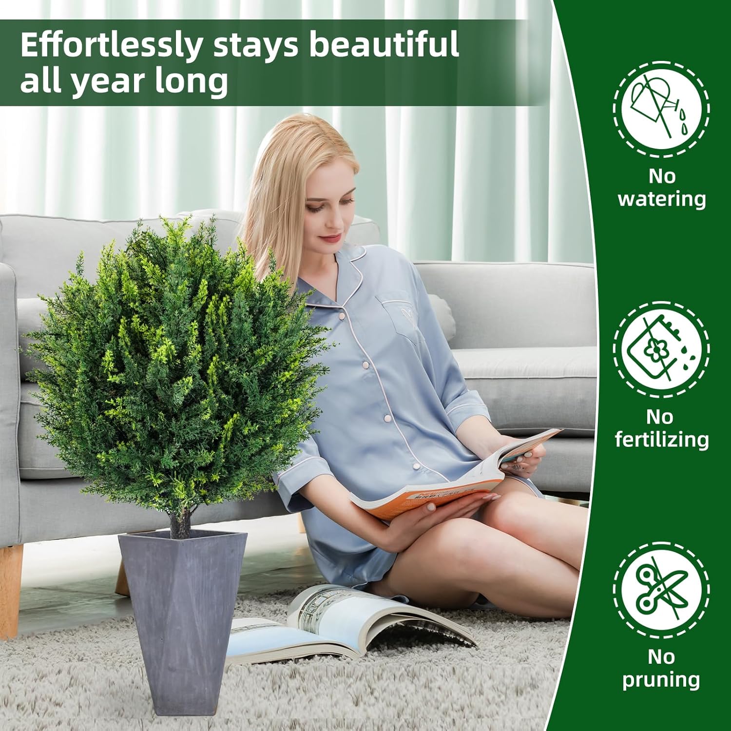 252 Inch Artificial Cedar Topiary 2 Pack