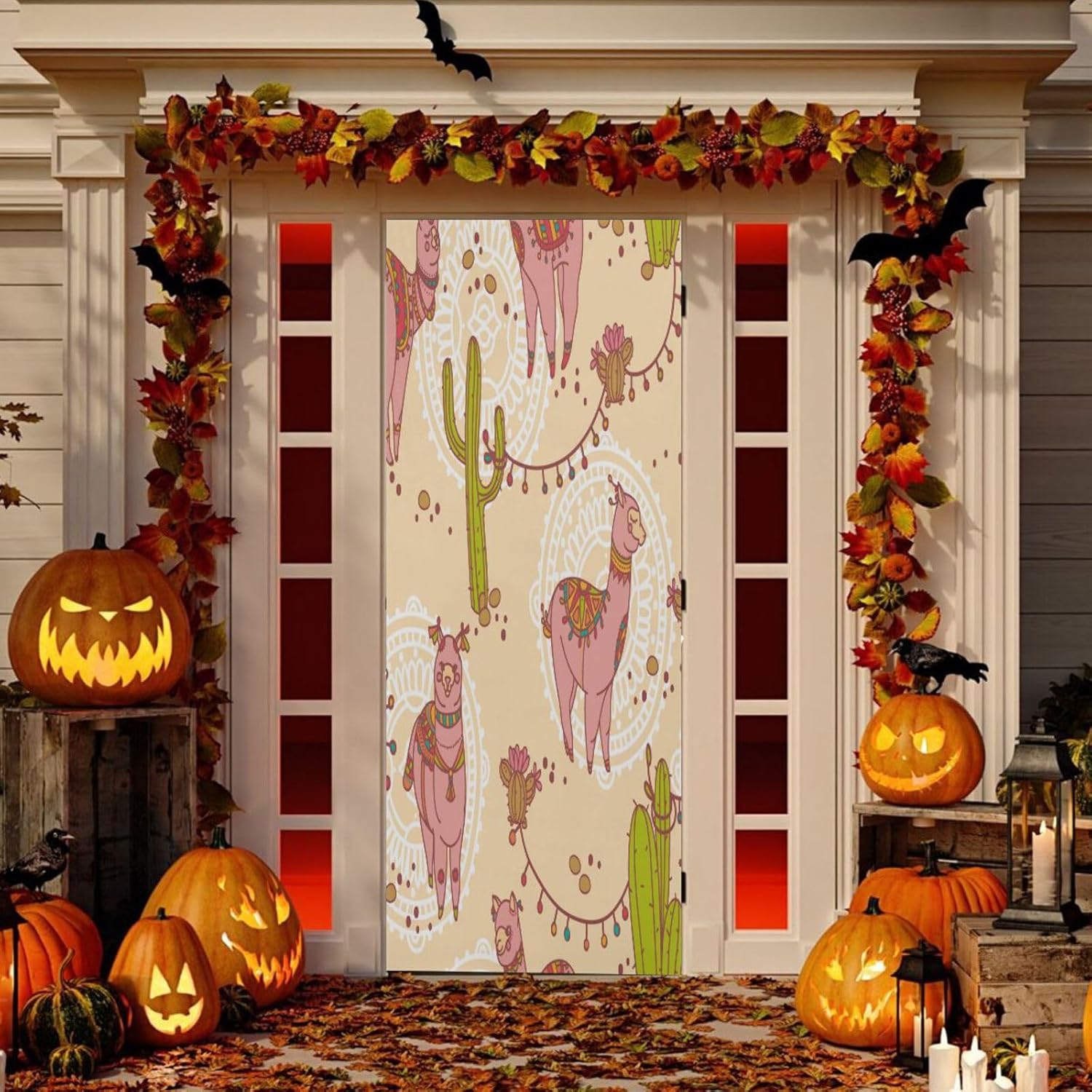 Susiyo Cute Doodle Alpaca Halloween Door Cover