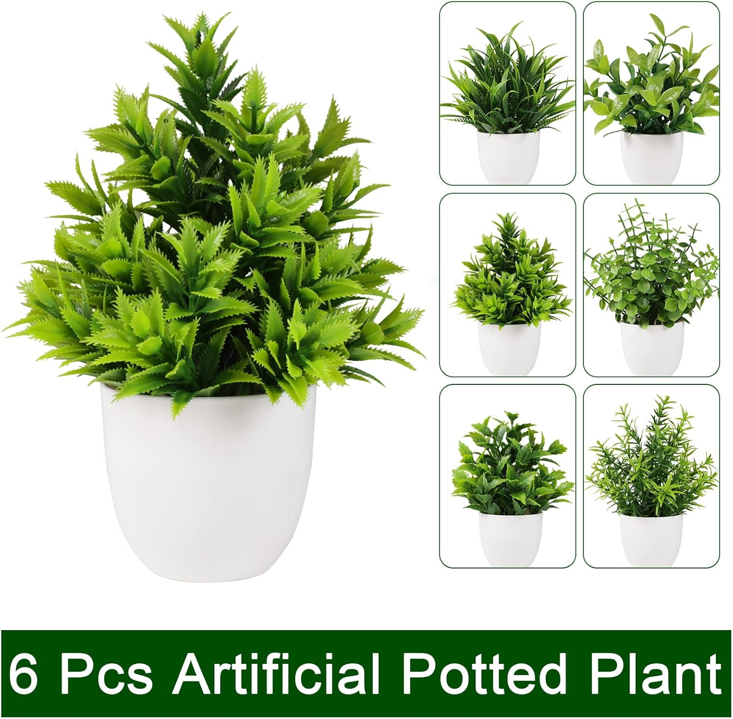 Yoratee Artificial Plant 6PCS Indoor Faux Greenery Decor