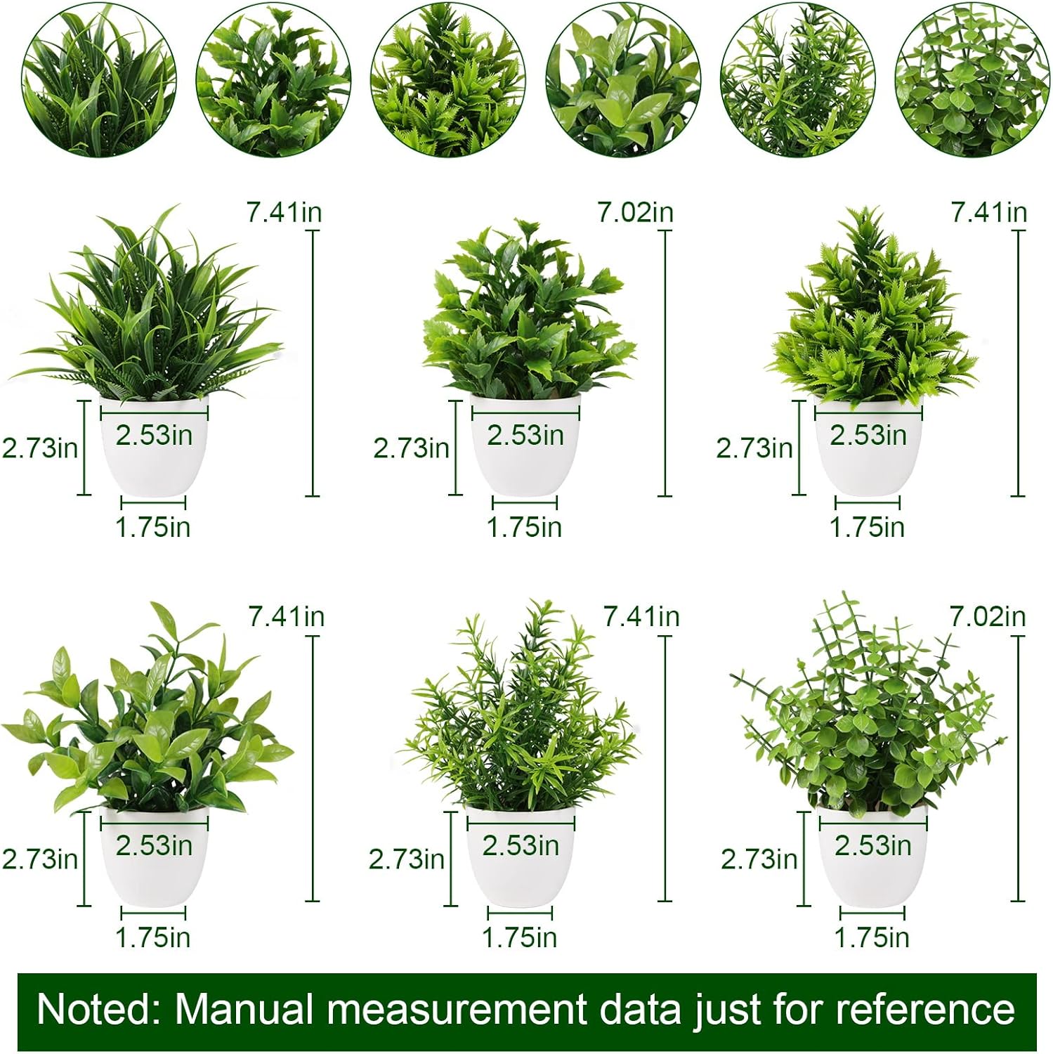 Yoratee Artificial Plant 6PCS Indoor Faux Greenery Decor