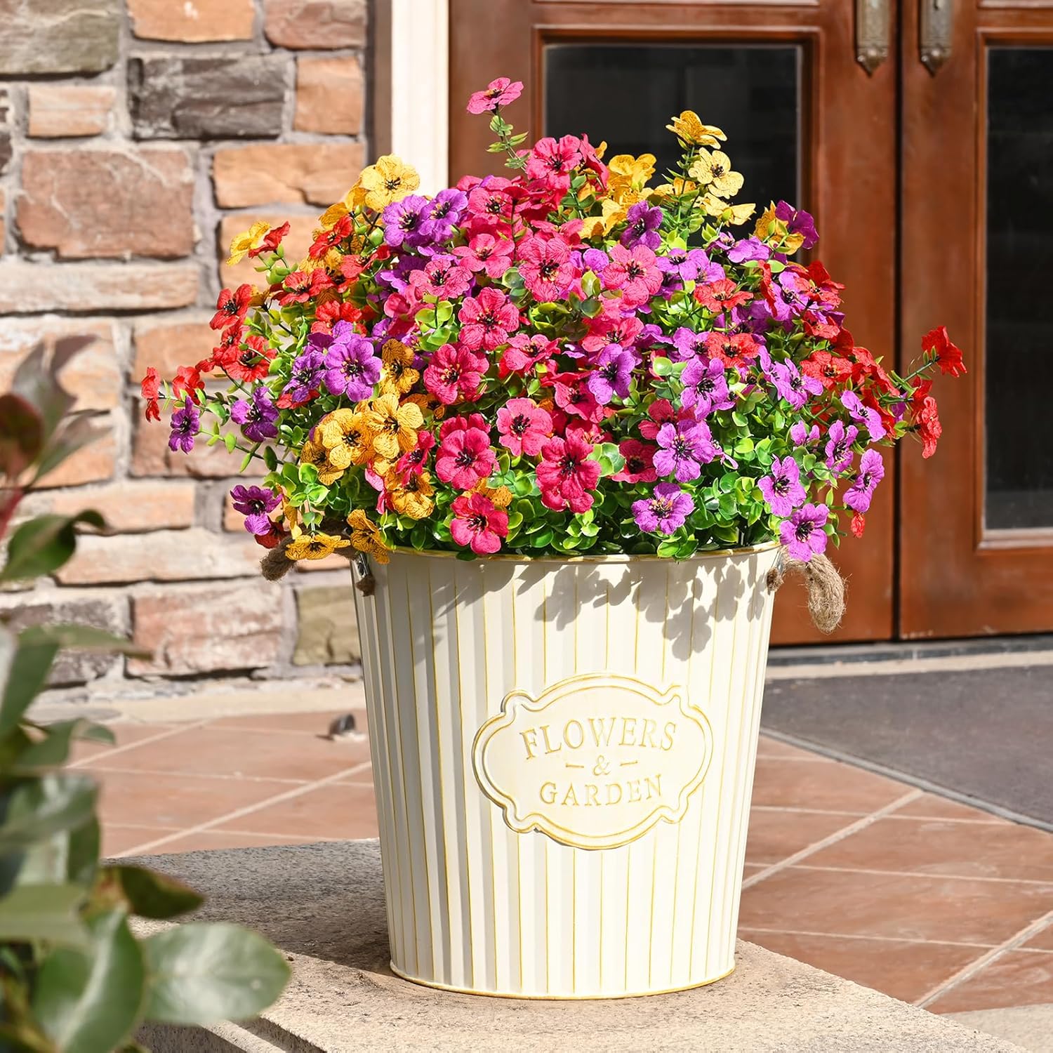 Waipfaru Artificial Flowers Outdoor Set 12 Bundles UV Resistant