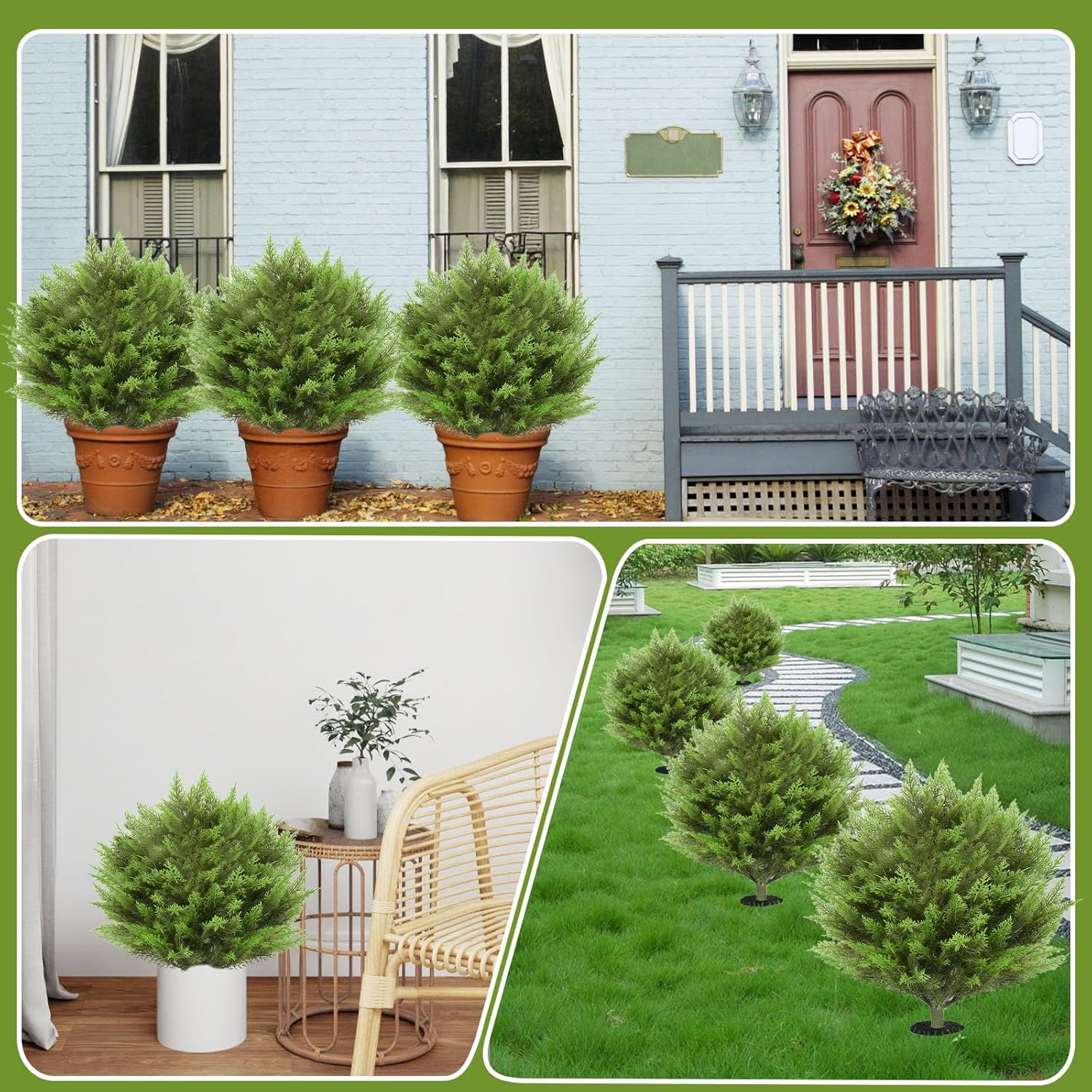 Artificial Cedar Topiary Tree Set of 2