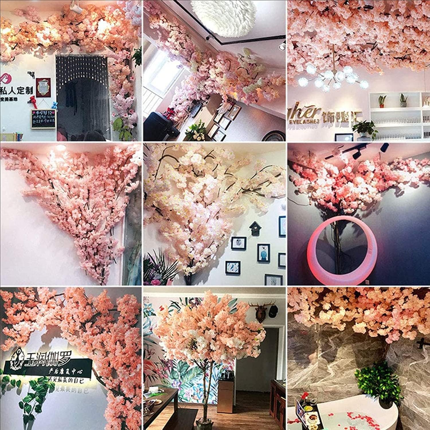 XOOFMASS Artificial Cherry Blossom Tree with 30 Branches and 3 Vine Purple