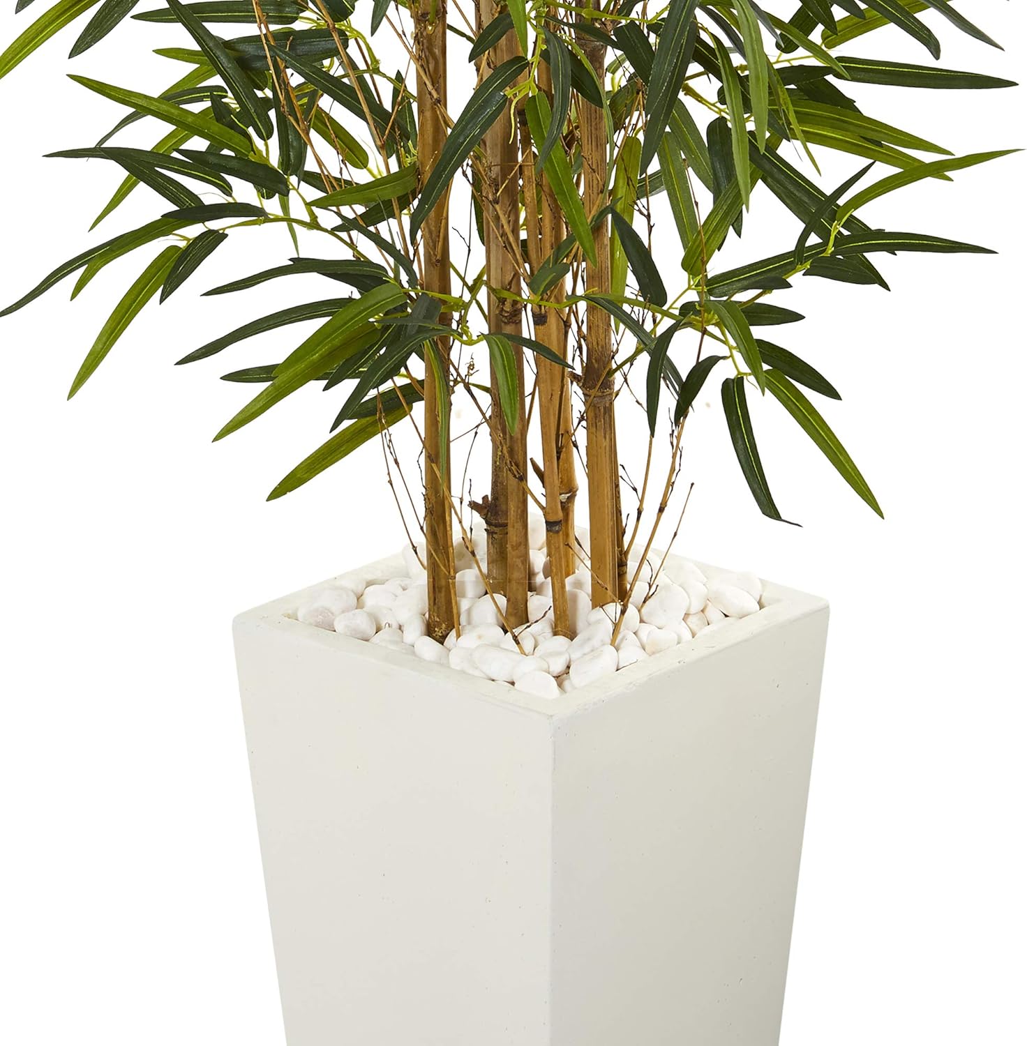 Nearly Natural 55ft Bamboo Artificial Tree in White Planter
