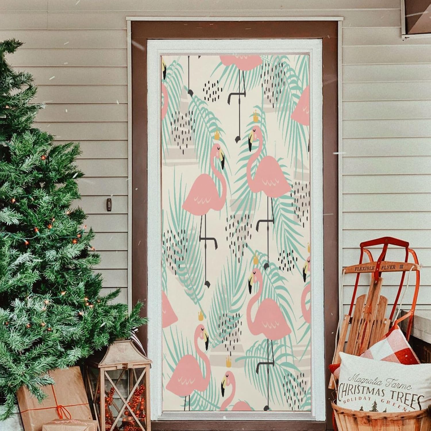 Susiyo Pink Flamingo Halloween Door Cover 32x79in