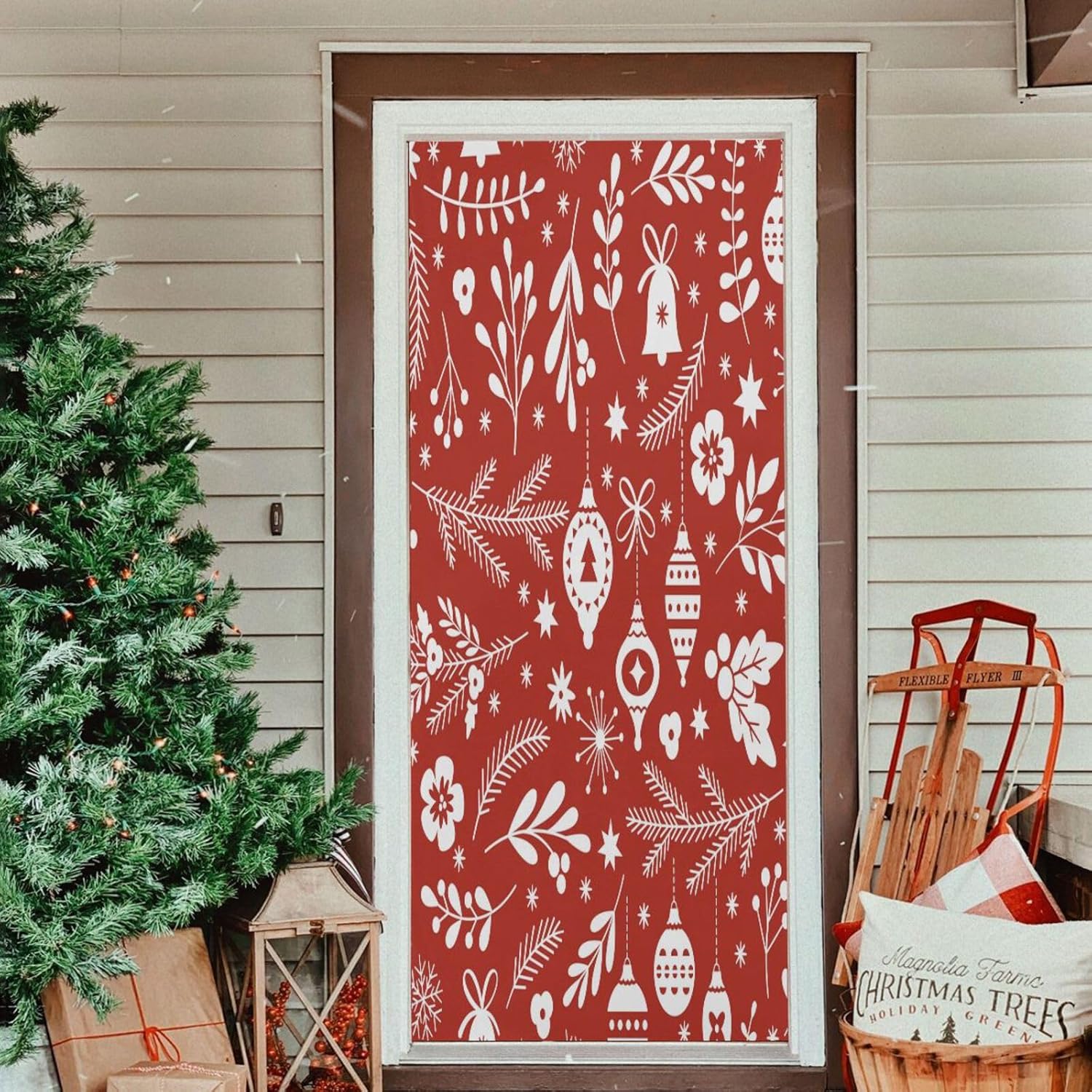 Susiyo Christmas Bell Snowflake Door Cover 32x79 in