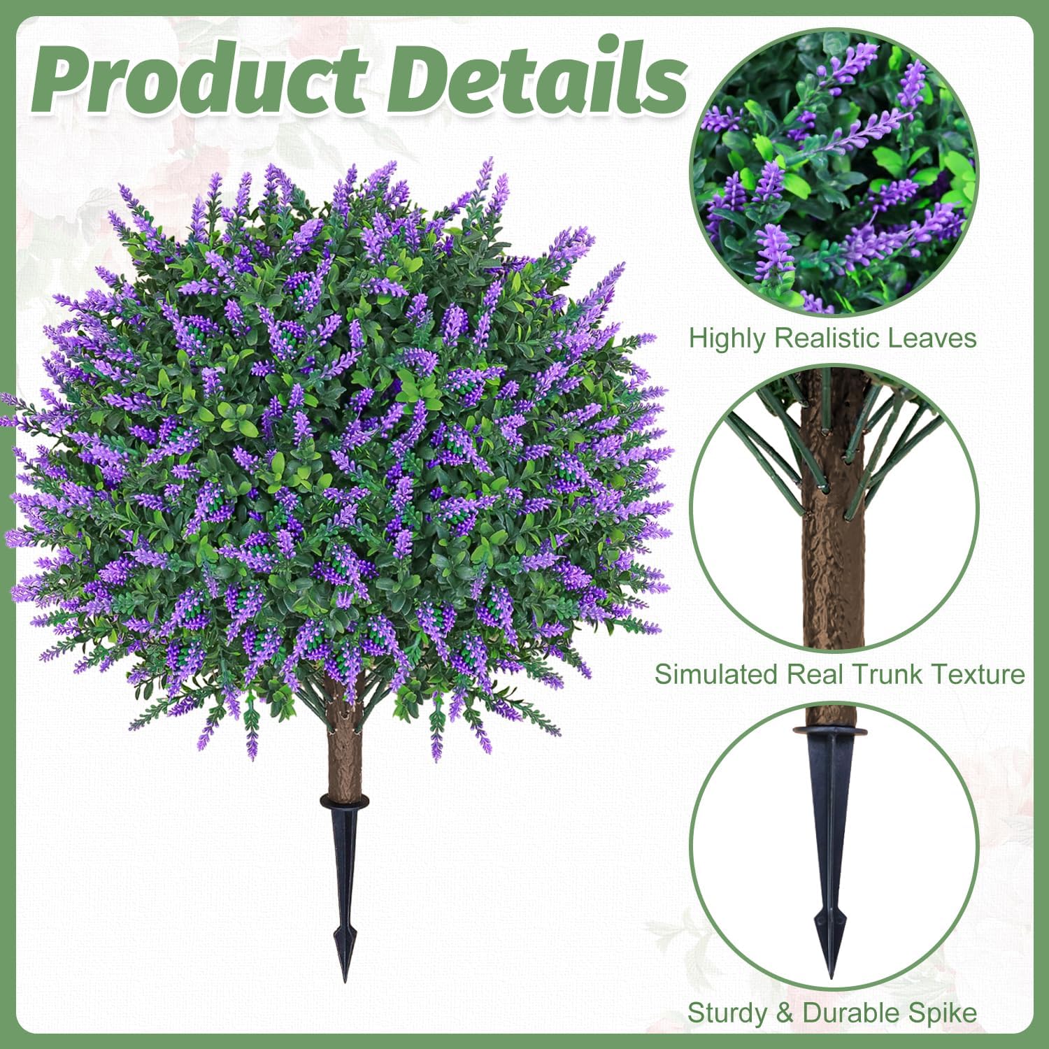 Artificial Lavender Topiary Ball Trees 2 Pack 255 Inches UV Resistant