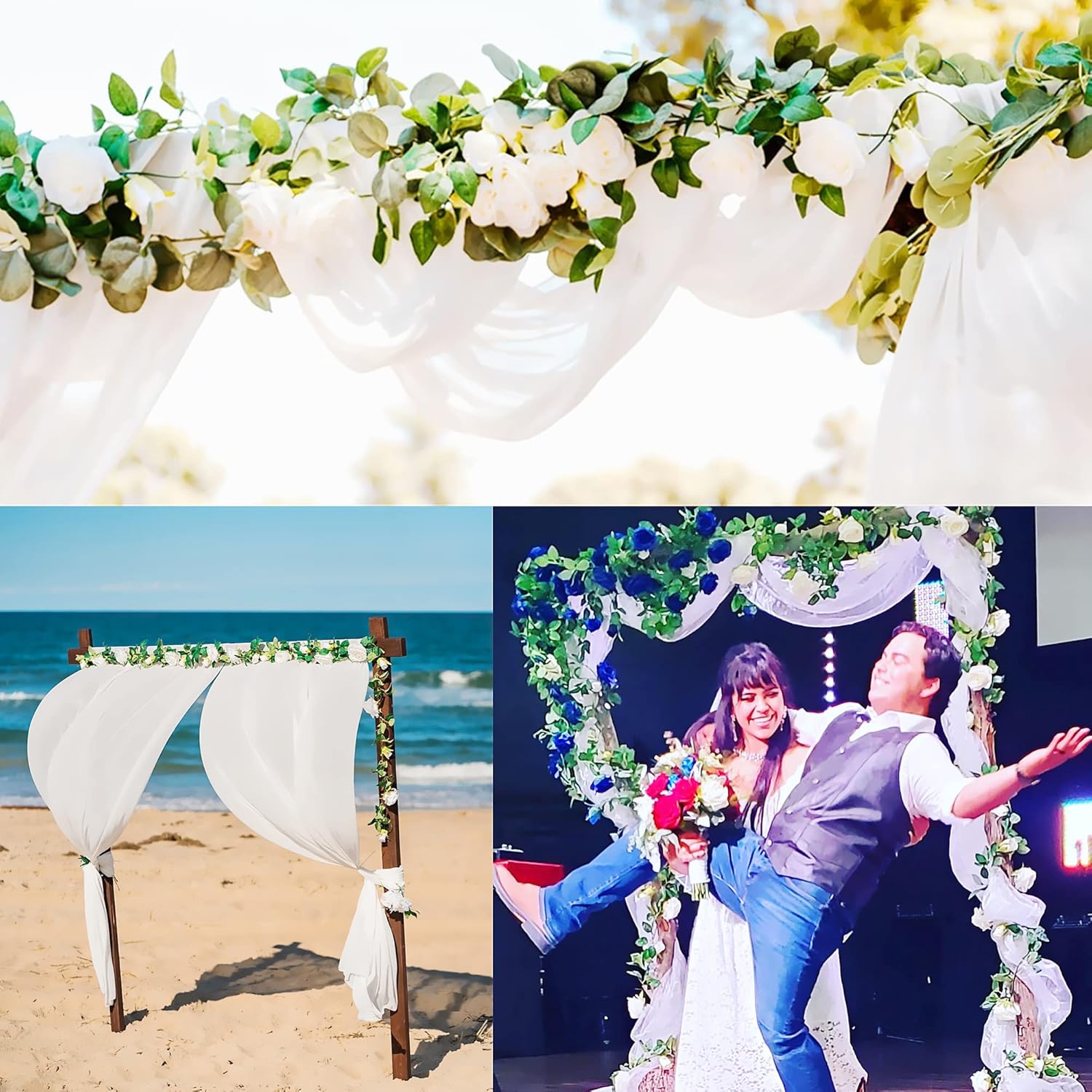 UKELER 2 Pack Artificial Flower Garland for Wedding Decor