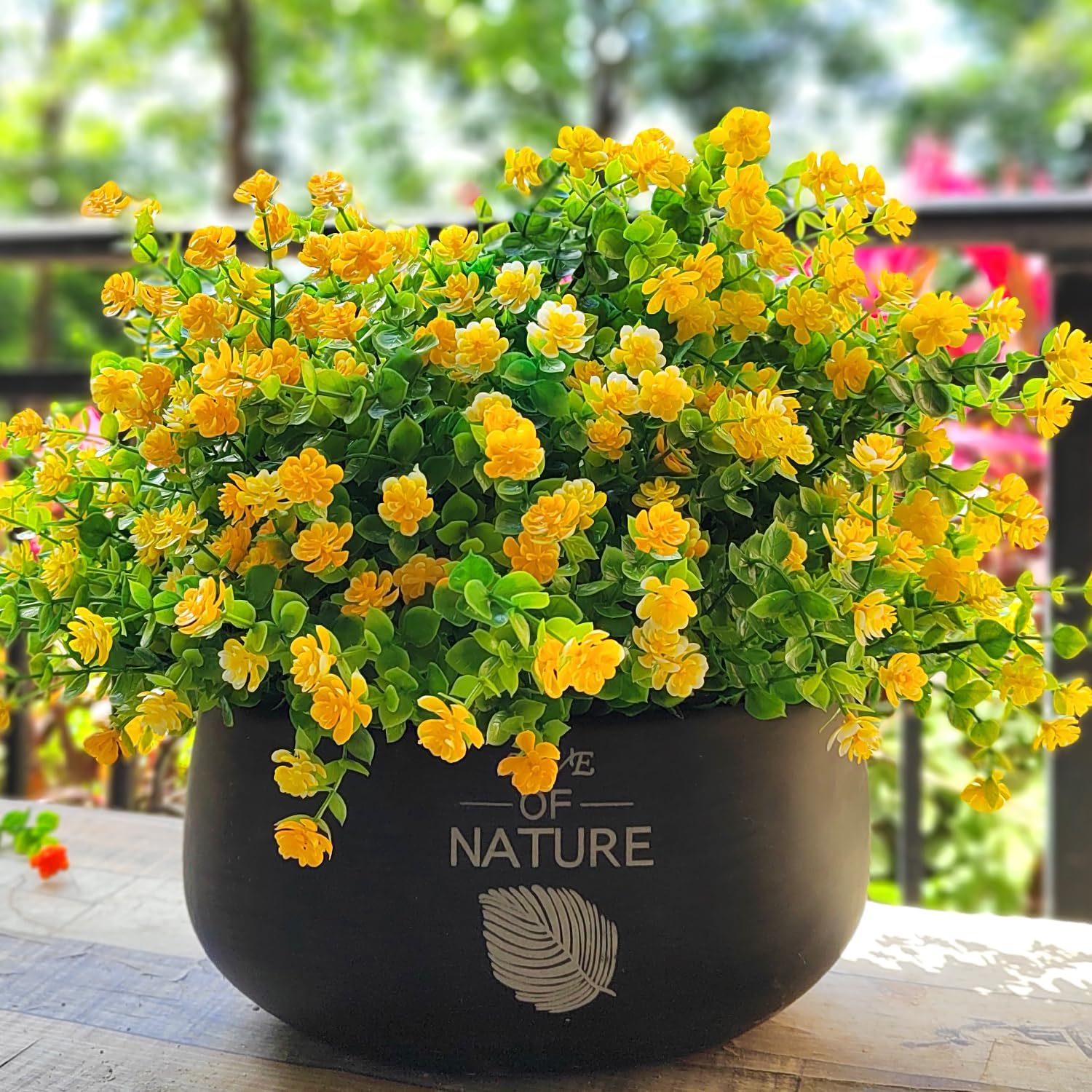 12 Bundles Artificial Flowers for Outdoor Use Yellow