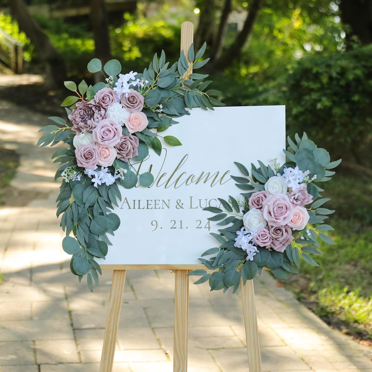 Udoula Dusty Rose Flowers Wedding Arch Swags Set of 2