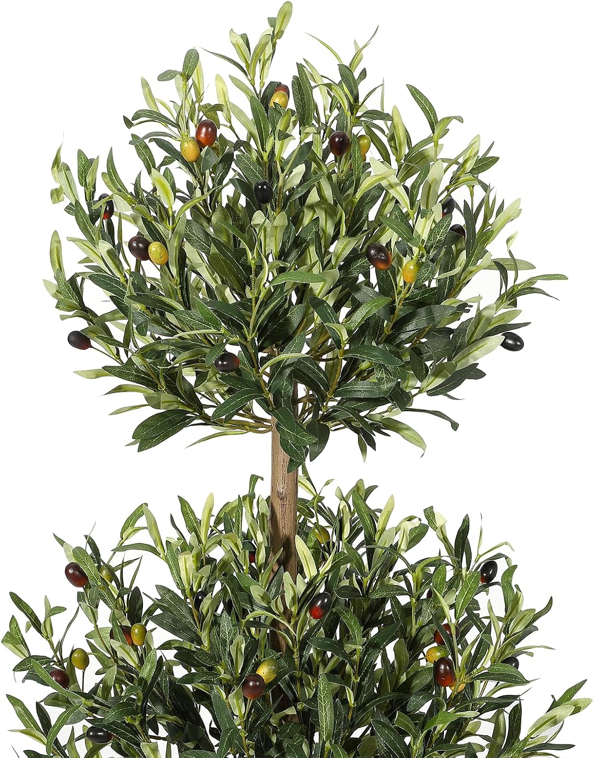 5FT Artificial Olive Triple Ball Topiary Trees with Moss and Inner Pot