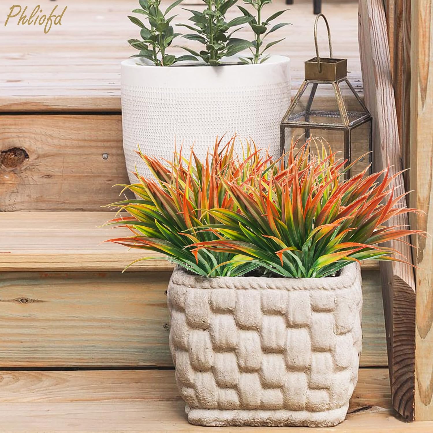 16Pcs Artificial Grass Fake Plants 173in Outdoor Decor