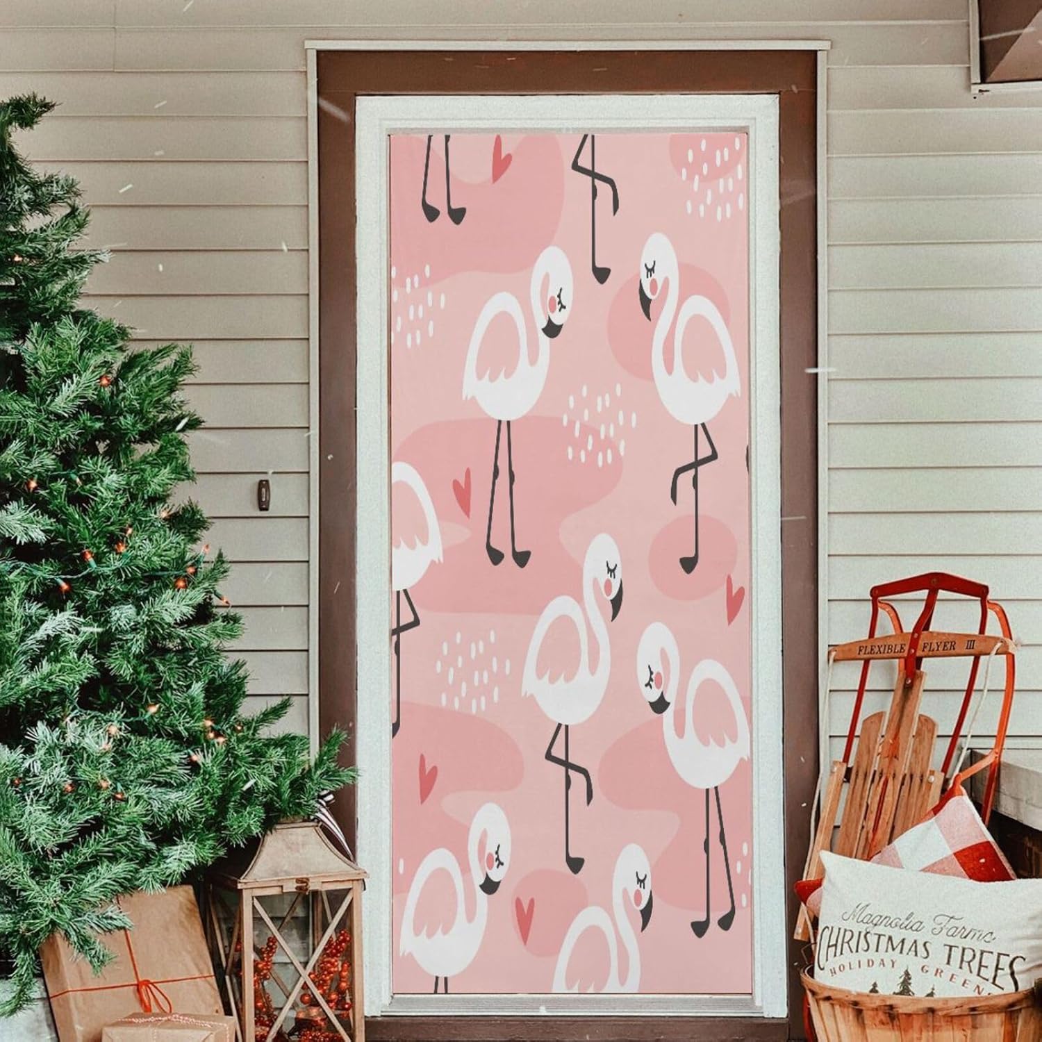 Susiyo Pink Flamingo Halloween Door Cover 32x79 in