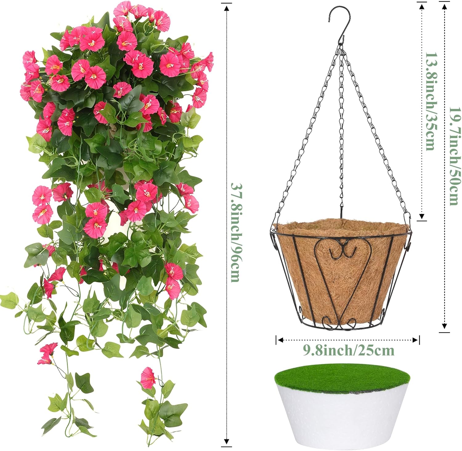 Waipfaru Artificial Hanging Flowers for Outdoor Decor