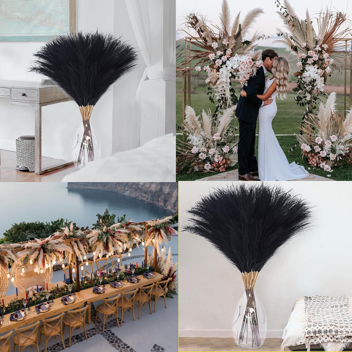 38 Inch 10 Stems Faux Pampas Grass Bouquet