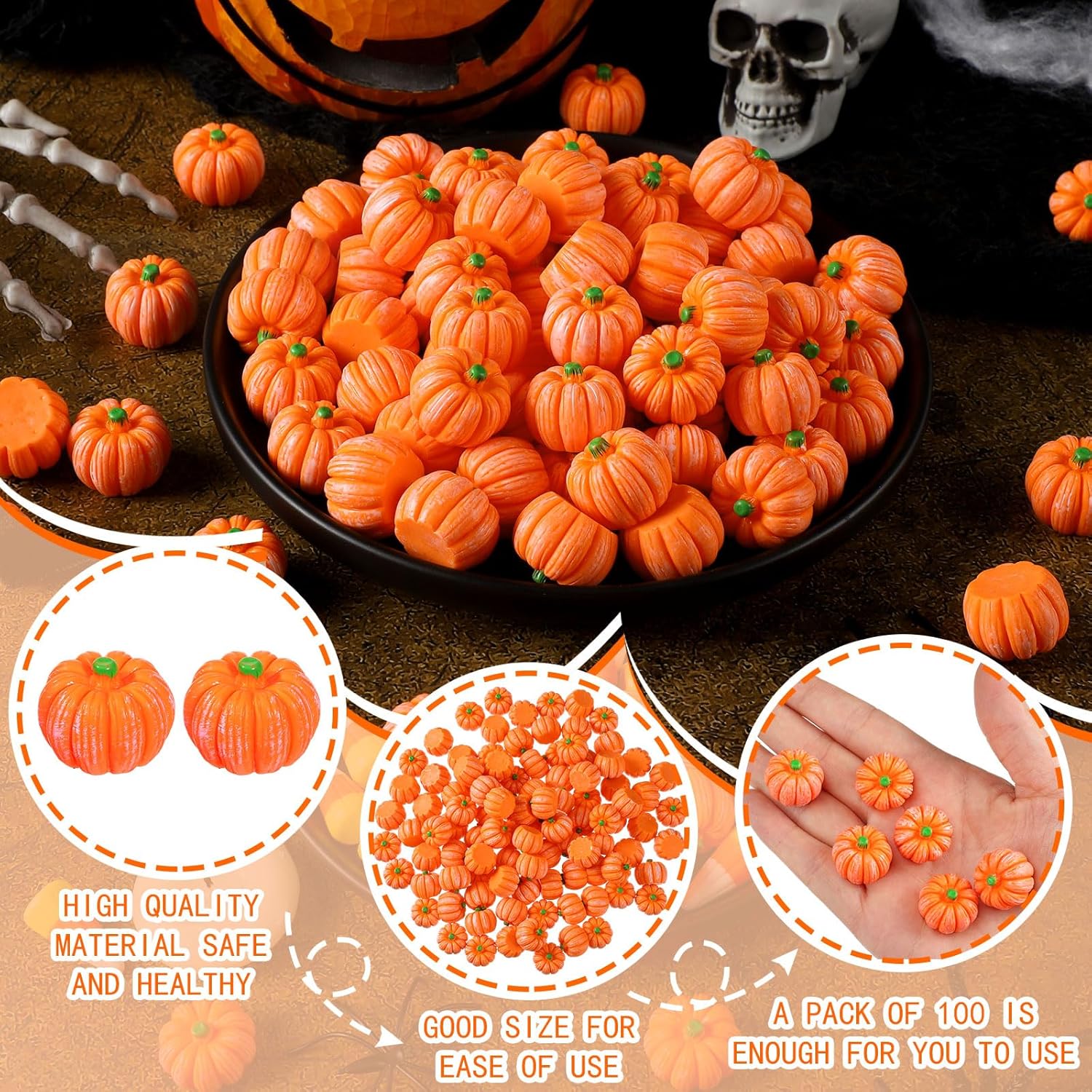 Sasylvia 100 Fall Mini Resin Pumpkins for Thanksgiving Decor