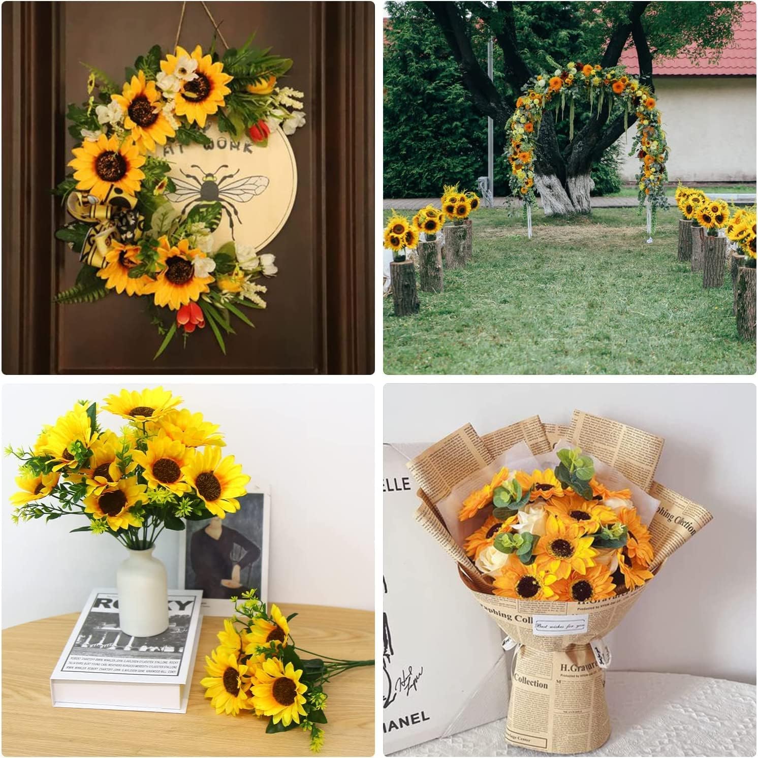 STEFORD Artificial Sunflowers Bouquet 2 Bunches Realistic