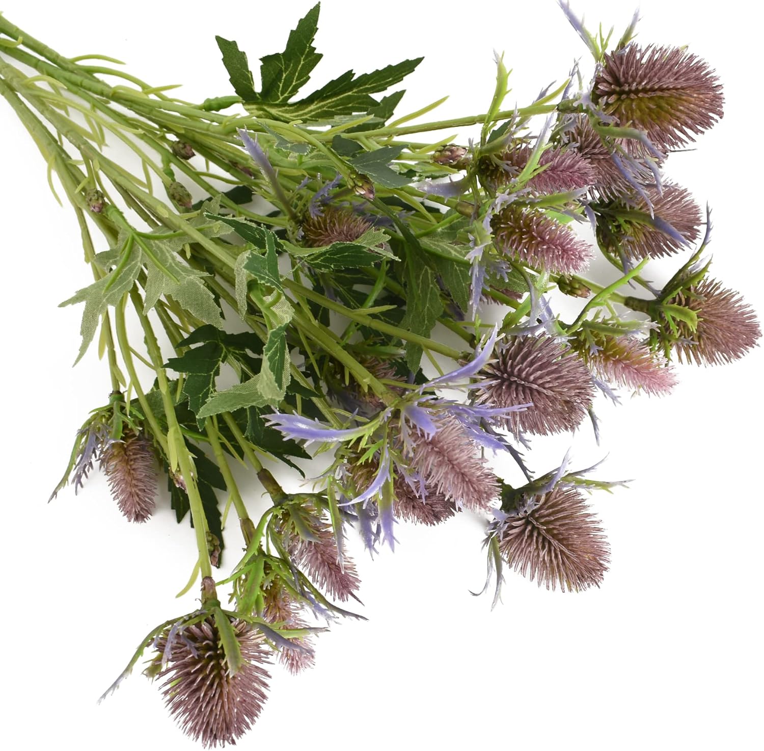 HUIANER 2 Stems Artificial Thistle Flowers Purple