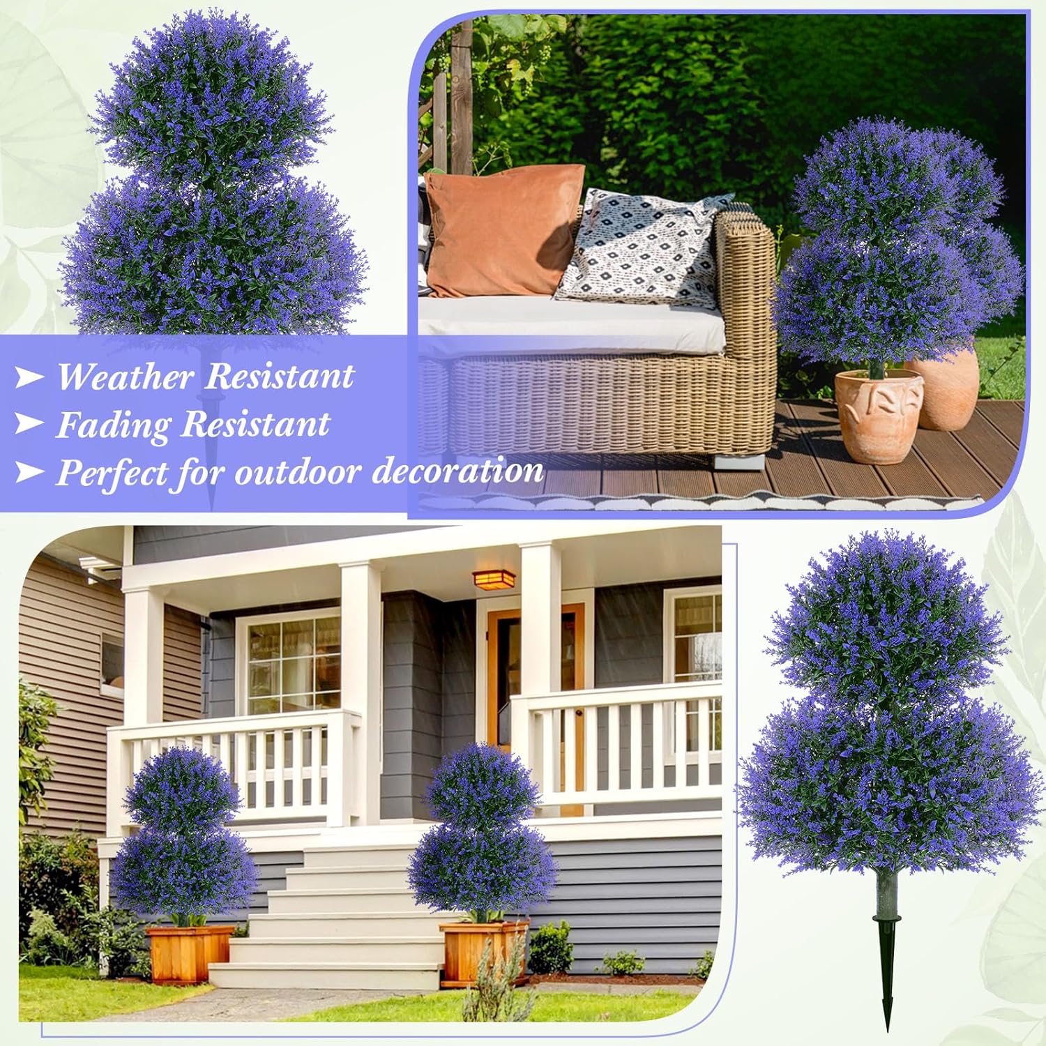 Yunlly 2 Set 28 Inch Faux Lavender Topiaries
