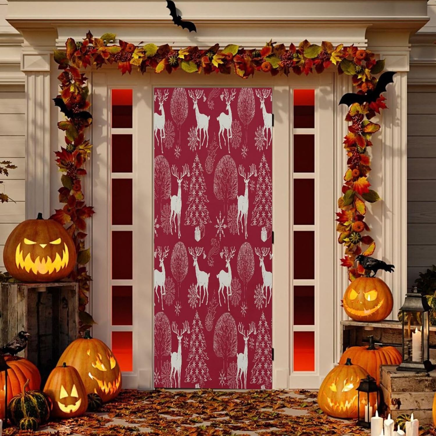 Susiyo Christmas Tree Red Deer Door Cover 32x79 in