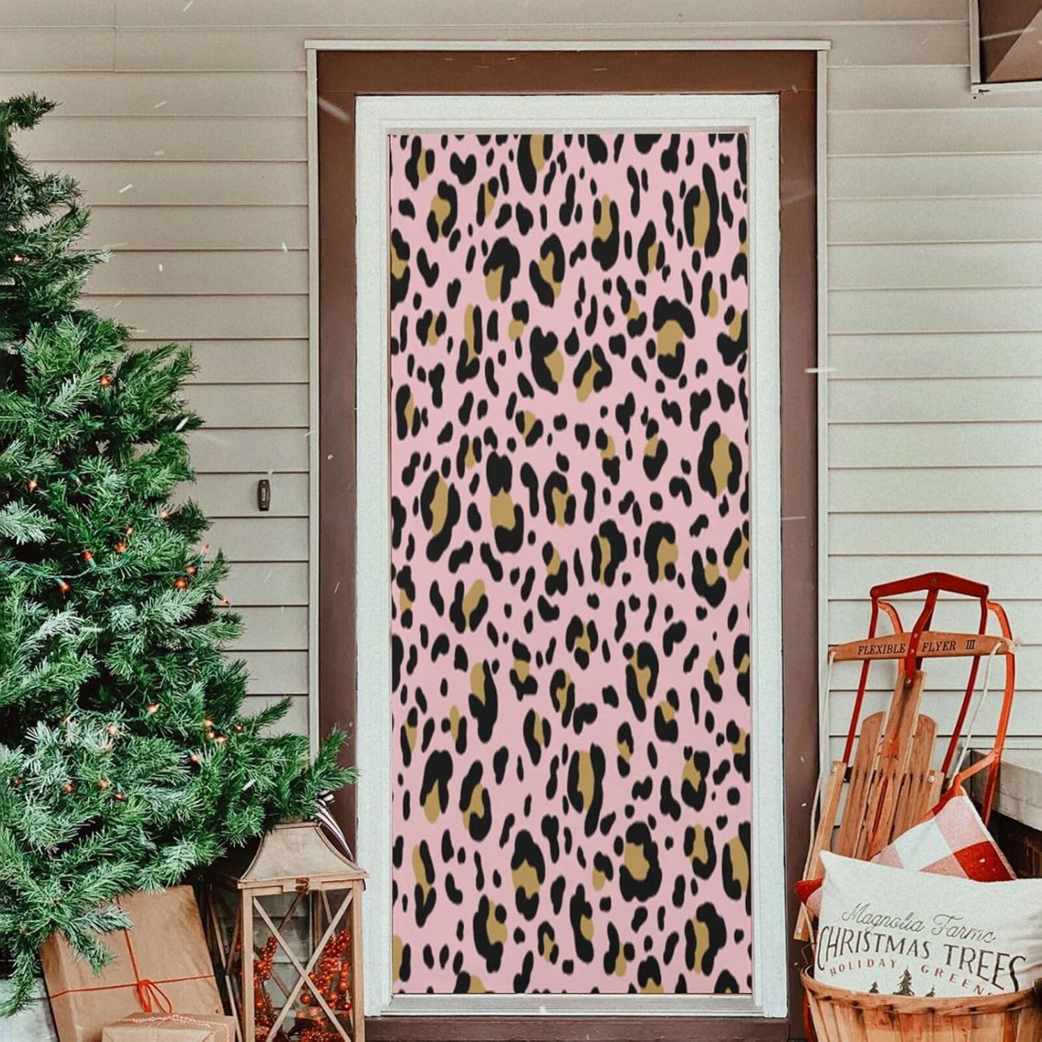 Susiyo Faux Leopard Skin Halloween Door Cover 32x79 in